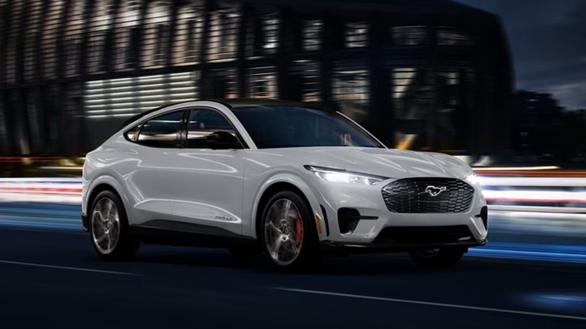 A white 2023 Ford Mustang Mach-E