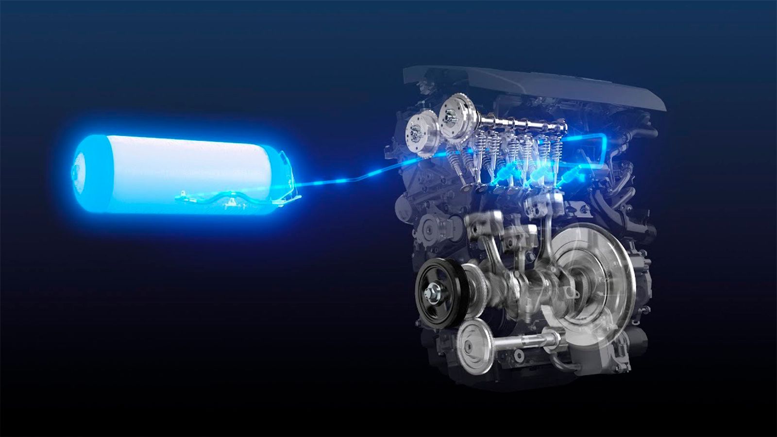 Toyota hydrogen fuel cell electric engine illustration