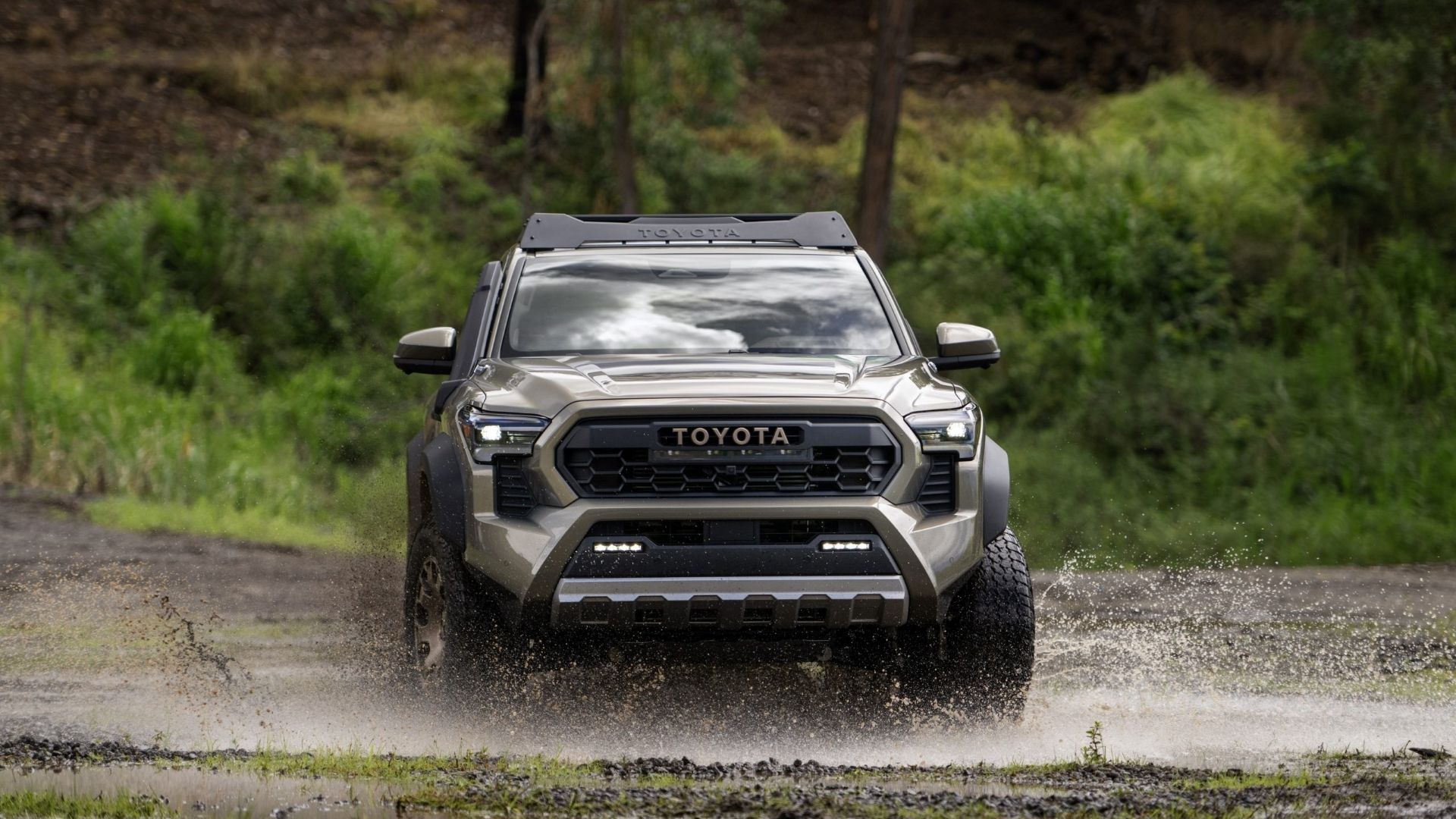 Front action shot of the 2024 Toyota Tacoma Trailhunter