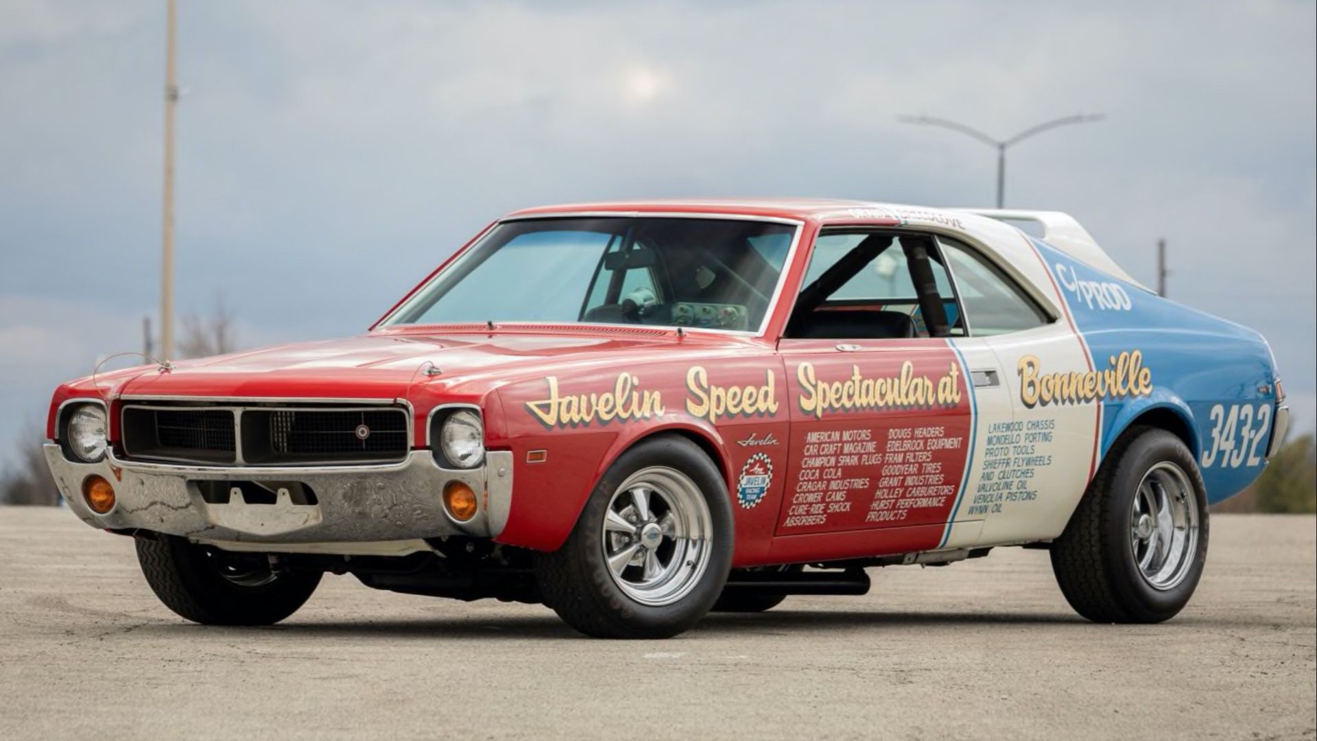 Red, white, and blue 1968 AMC Javelin