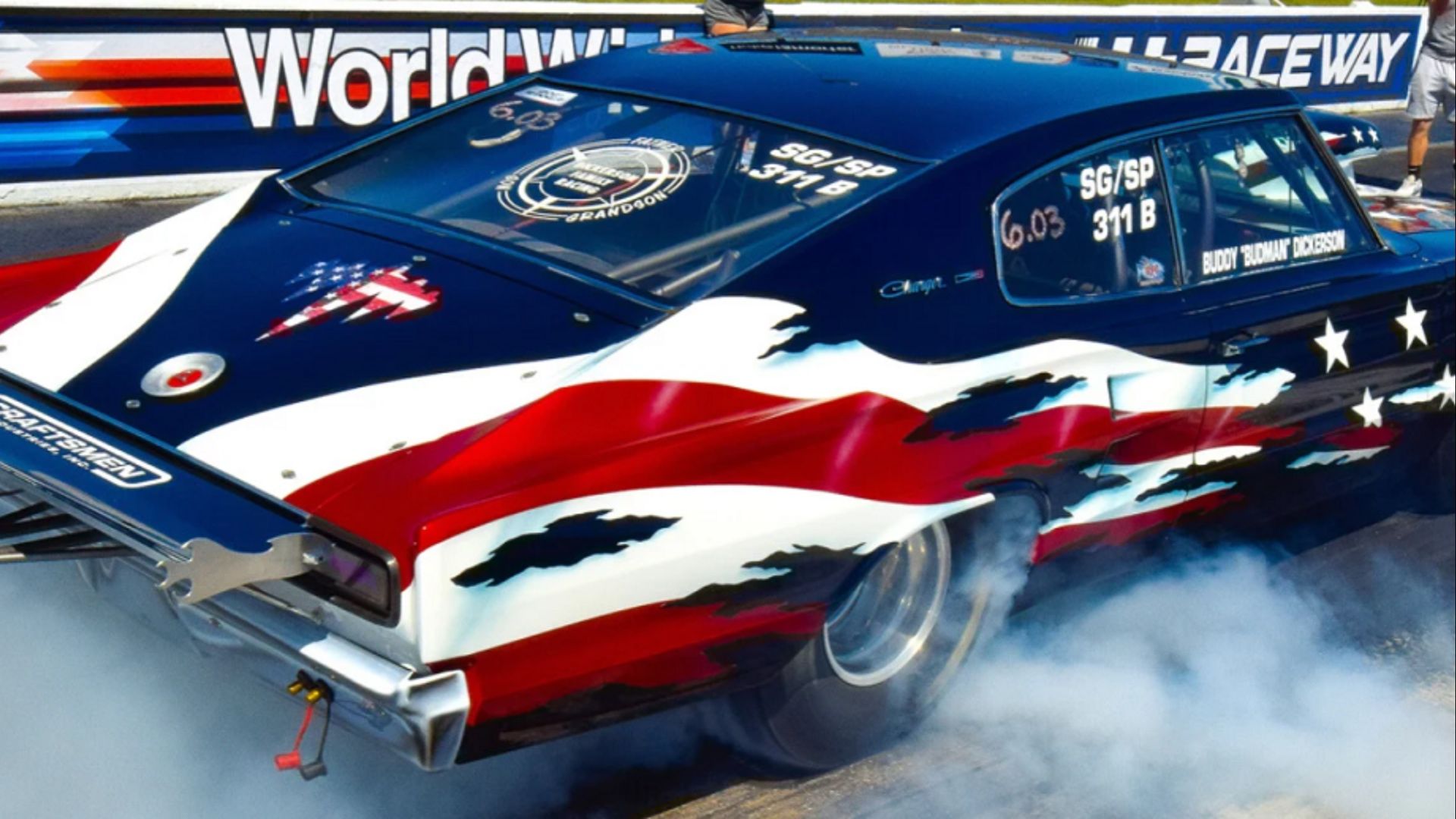 Buddy Dickerson's 1966 Charger Drag Car does a burnout