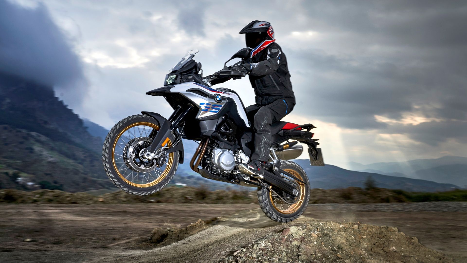 An action shot of a BMW F 850 GS off-road