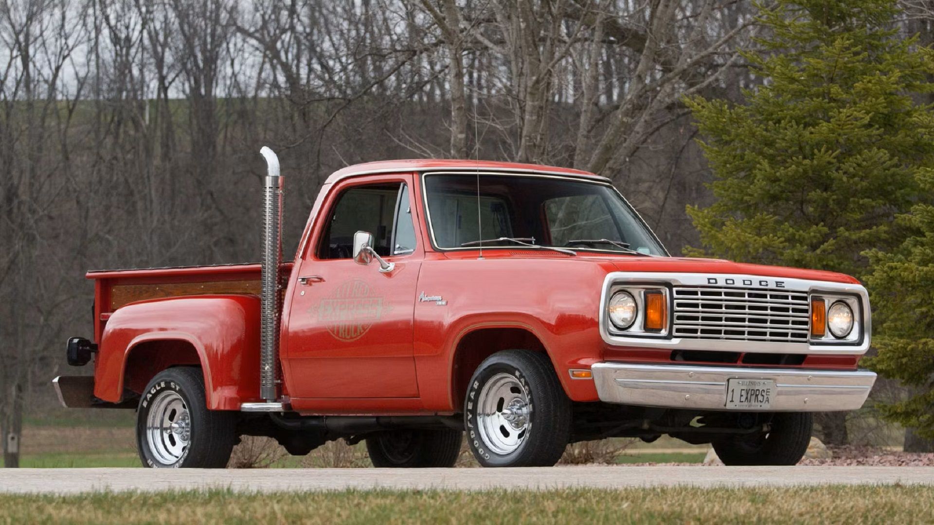 A parked Dodge Lil Red Express