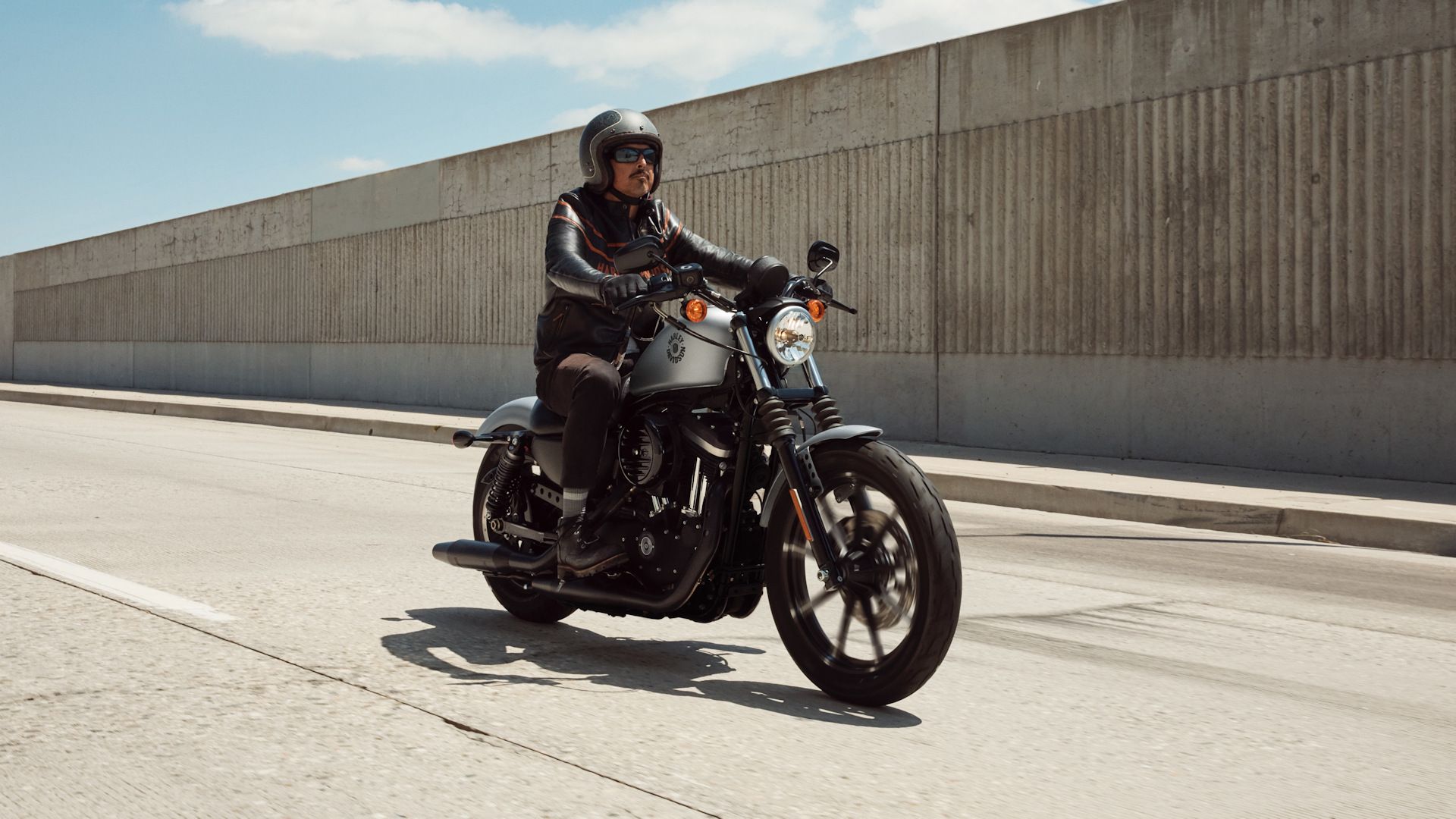 Harley-Davidson Sportster Iron 883 cruising on the highway