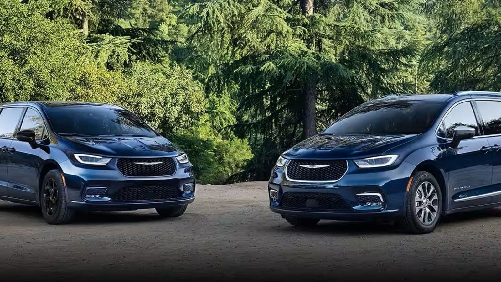 A pair of parked 2023 Chrysler Pacifica Hybrid