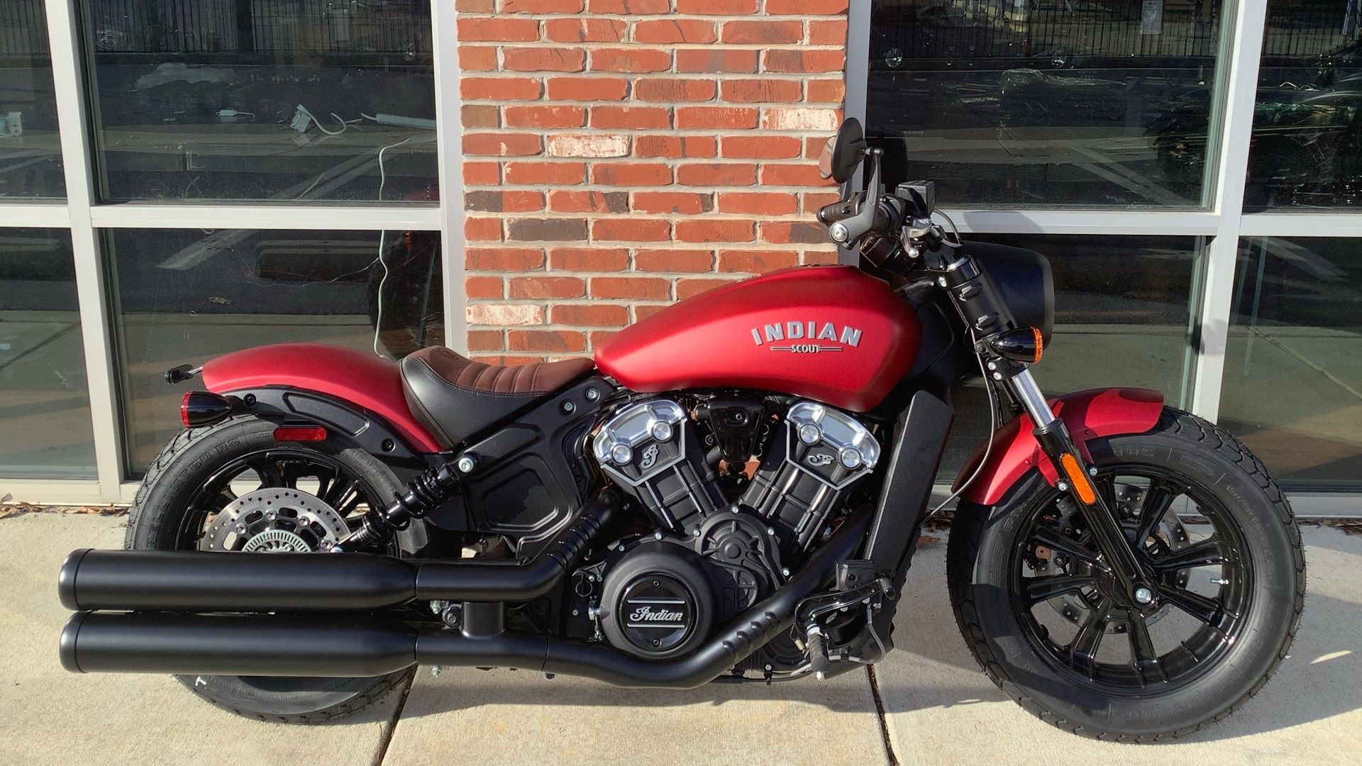 A parked 2023 Indian Scout Bobber