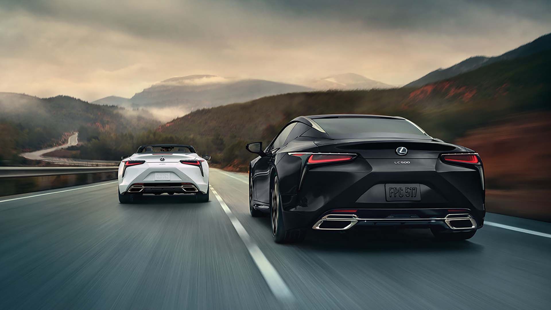 2024 Lexus LC coupe and convertible driving down the road