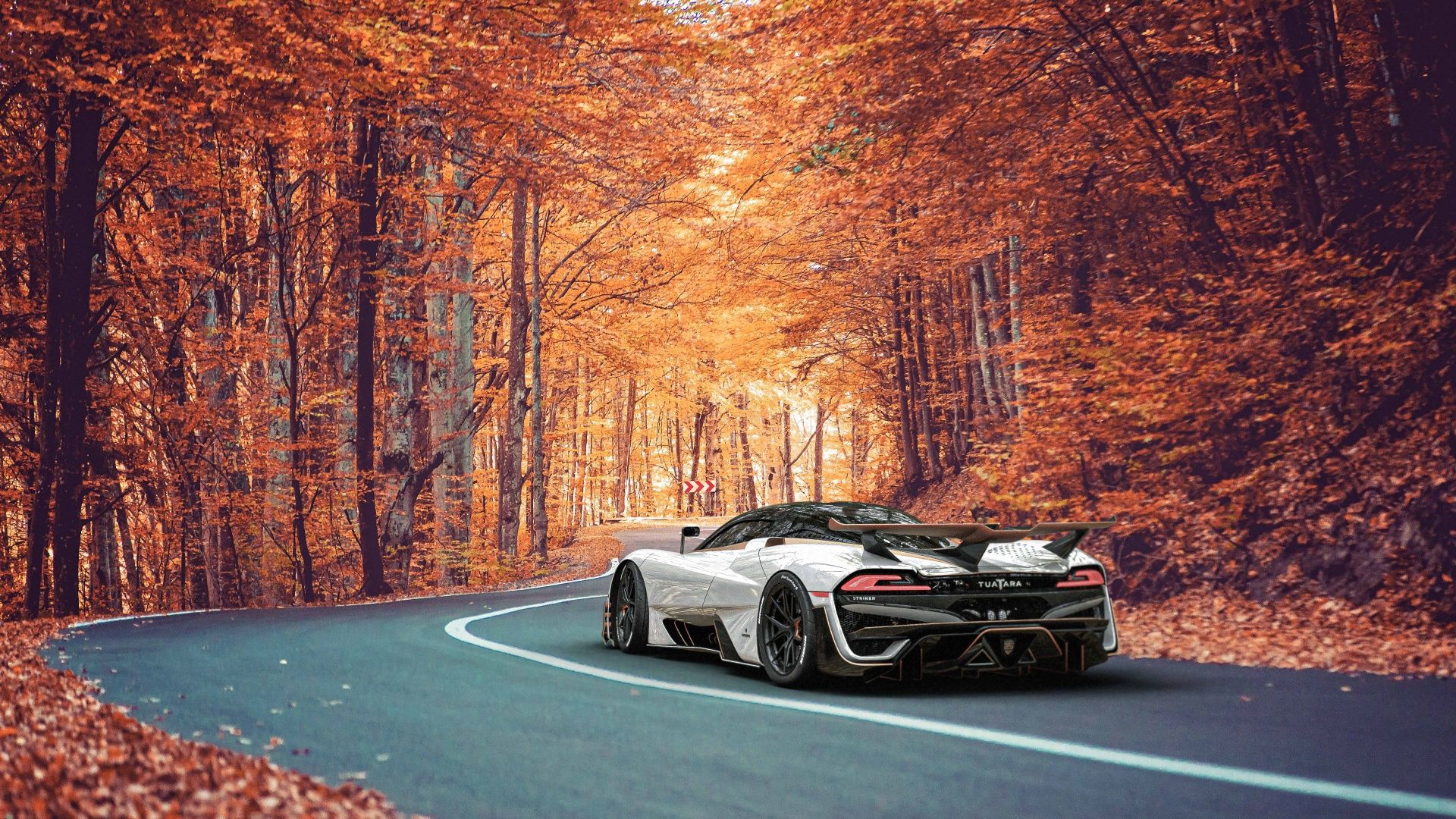 A rear 3/4 action shot of a SSC Tuatara Striker