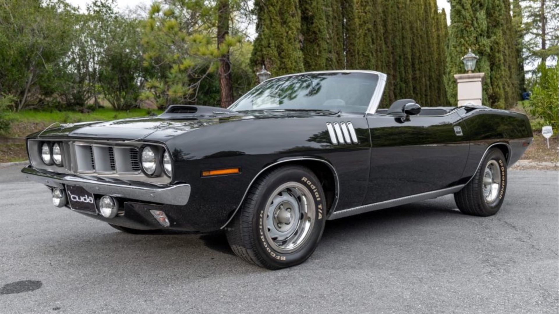 Preto 1970 Plymouth Hemi 'Cuda conversível