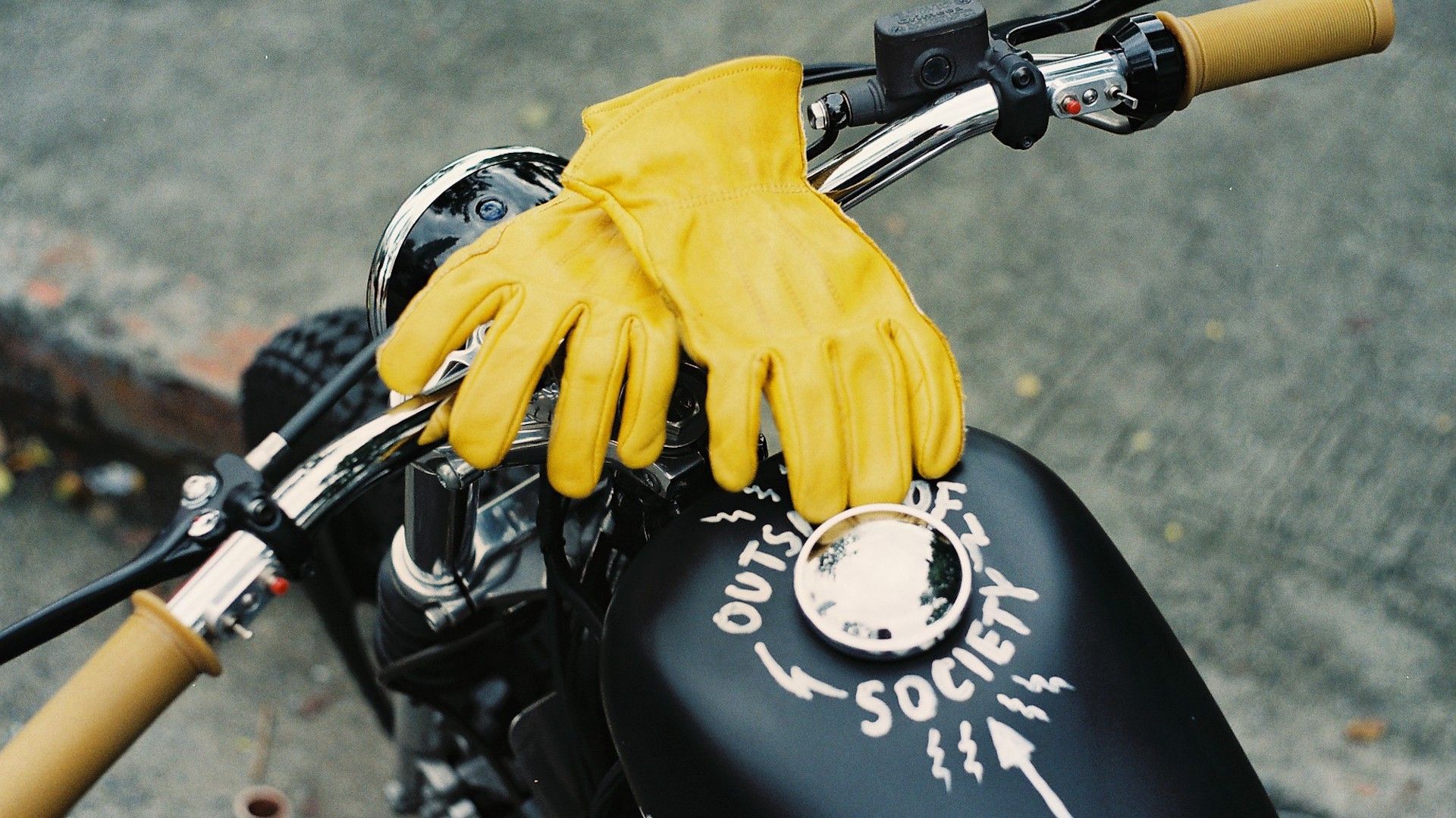 motorcycle gloves on a harley sportster