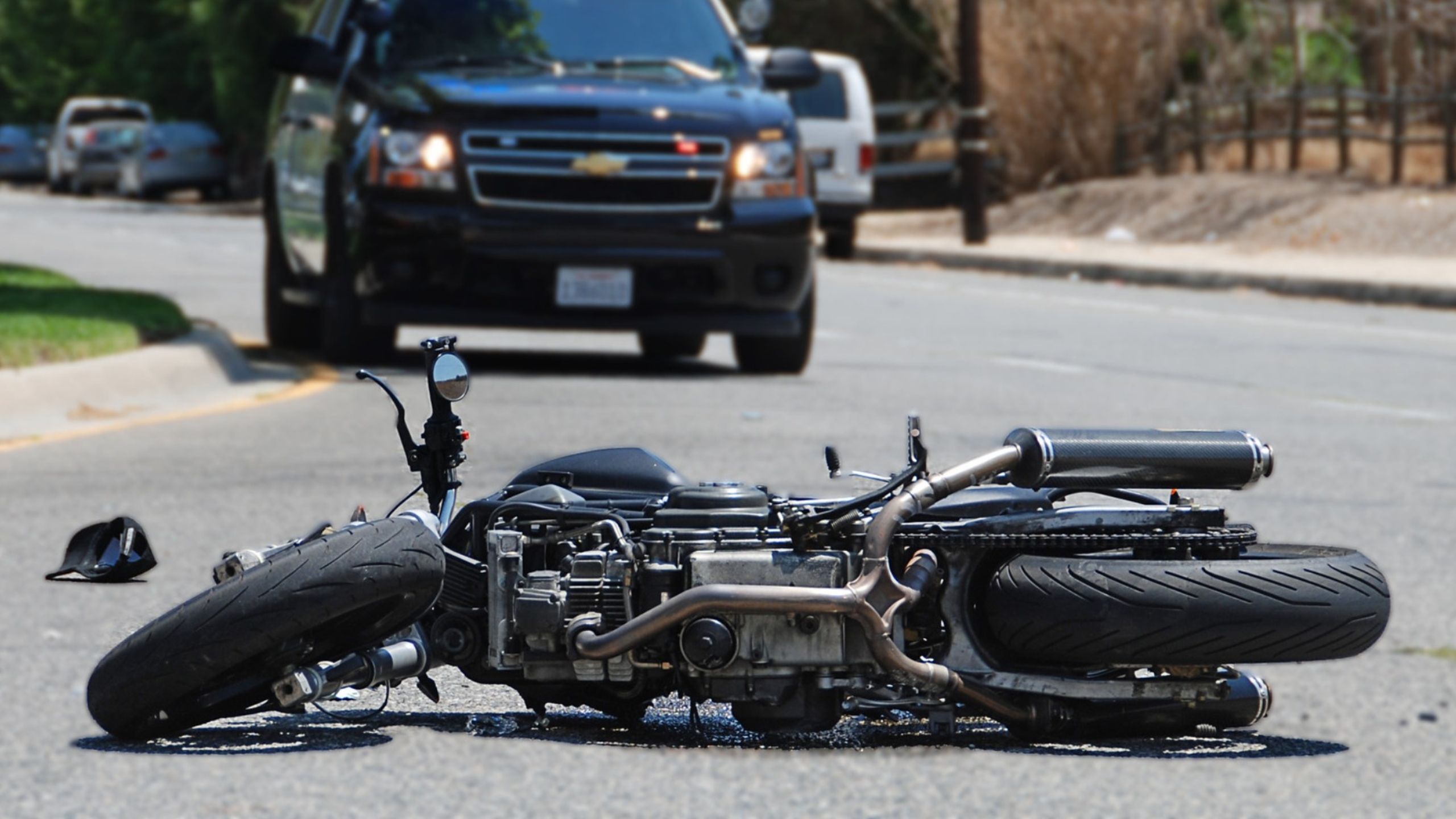 Crashed Motorcycle accident on the road