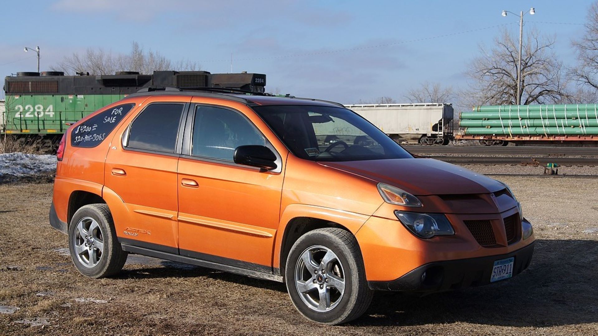 Front 3/4 shot of a Pontiac Aztek parked