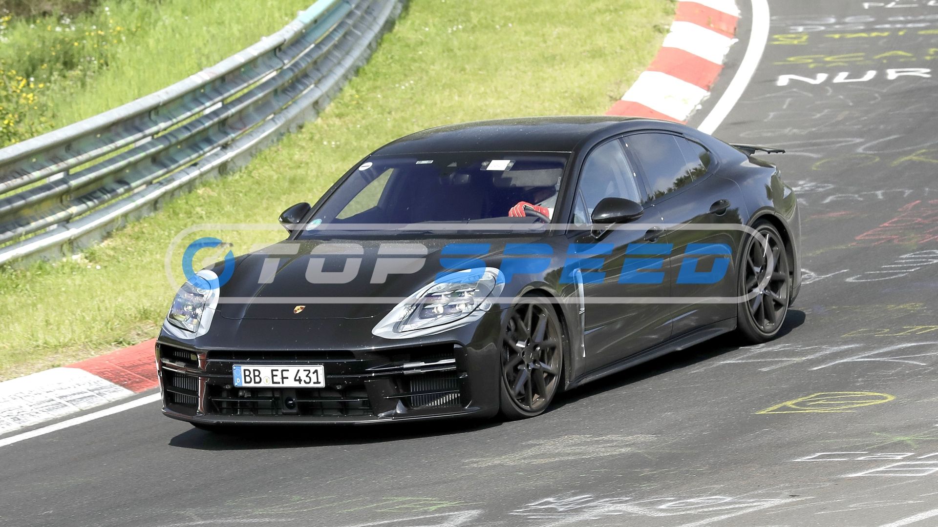 The 2024 Porsche Panamera going around the Nürburgring
