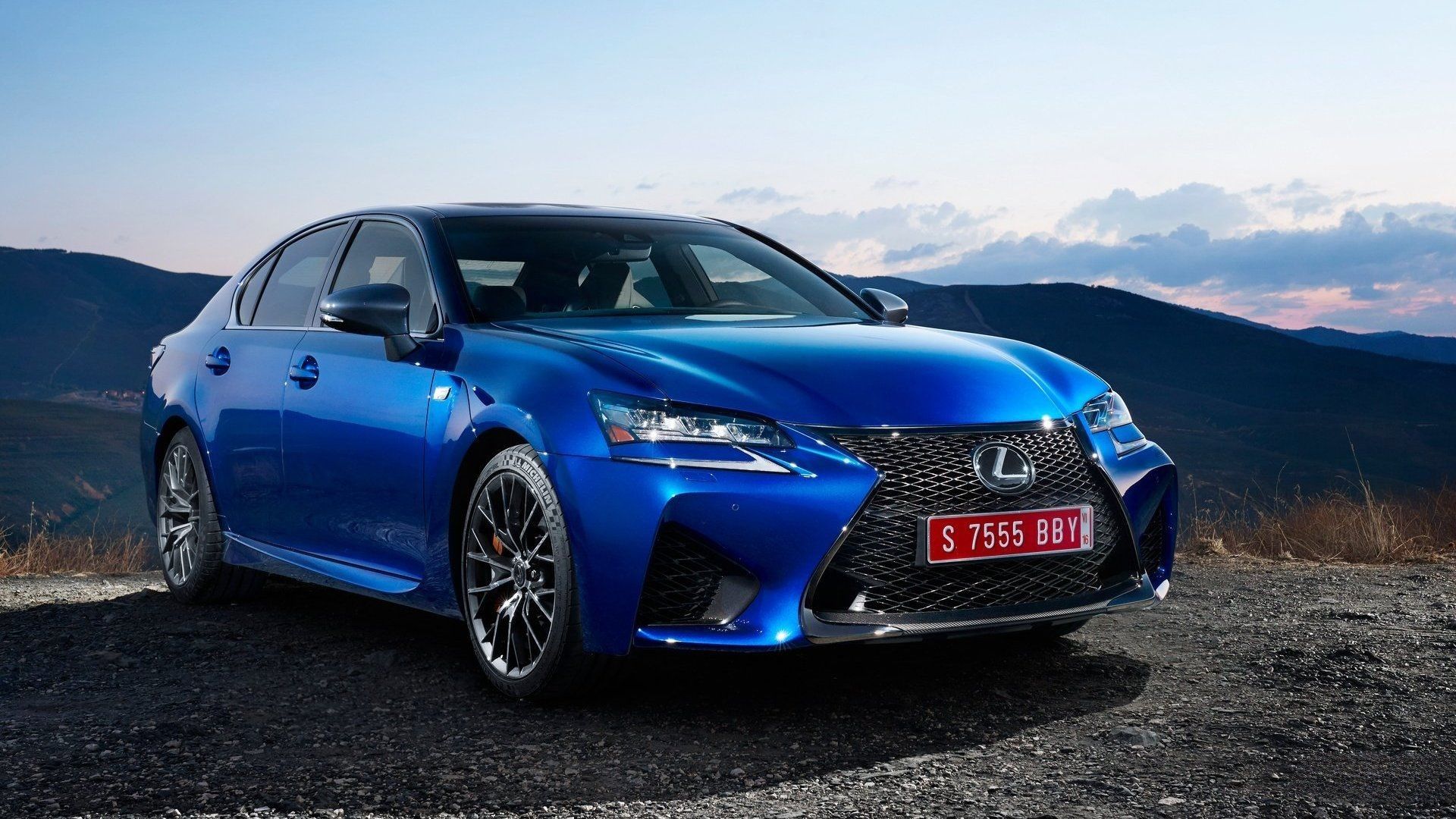 blue 2016 Lexus GS F front 3/4 view