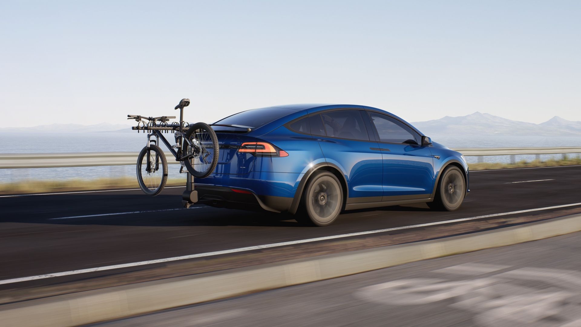 An action shot of the Tesla Model X