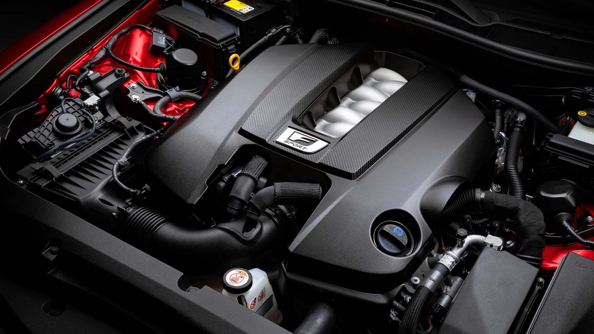 Engine bay of a Lexus IS 500 F Sport Performance