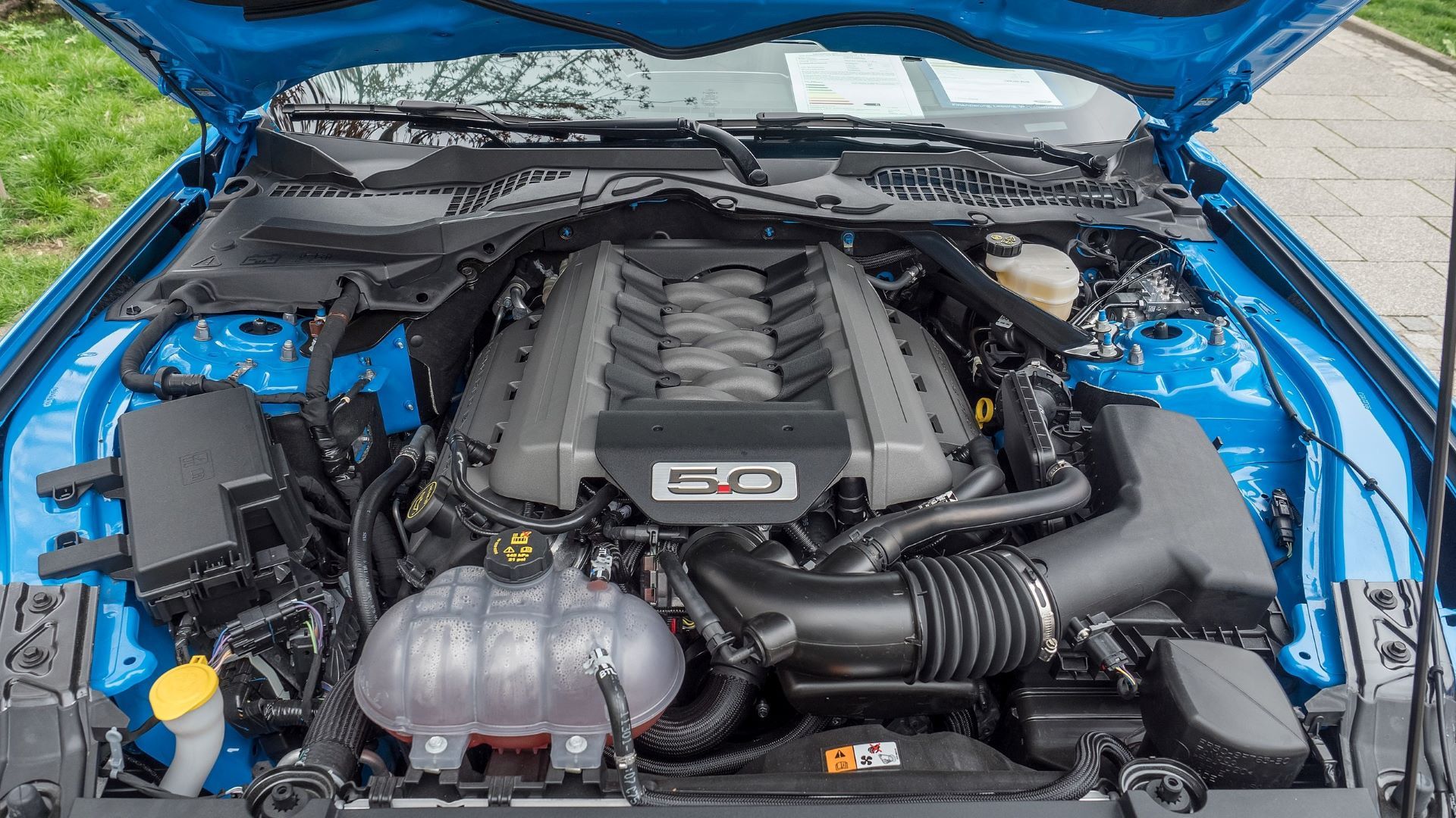 A 2017 Ford Mustang GT with a Coyote 5.0 engine