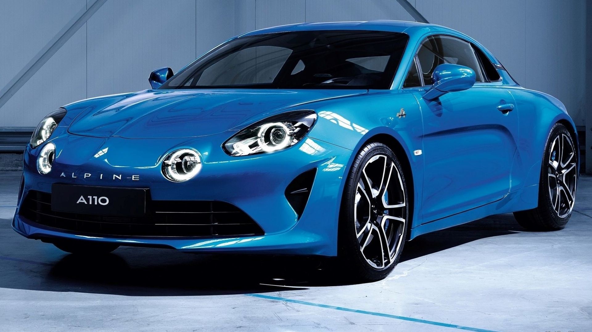 Front 3/4 shot of the 2017 Alpine A110