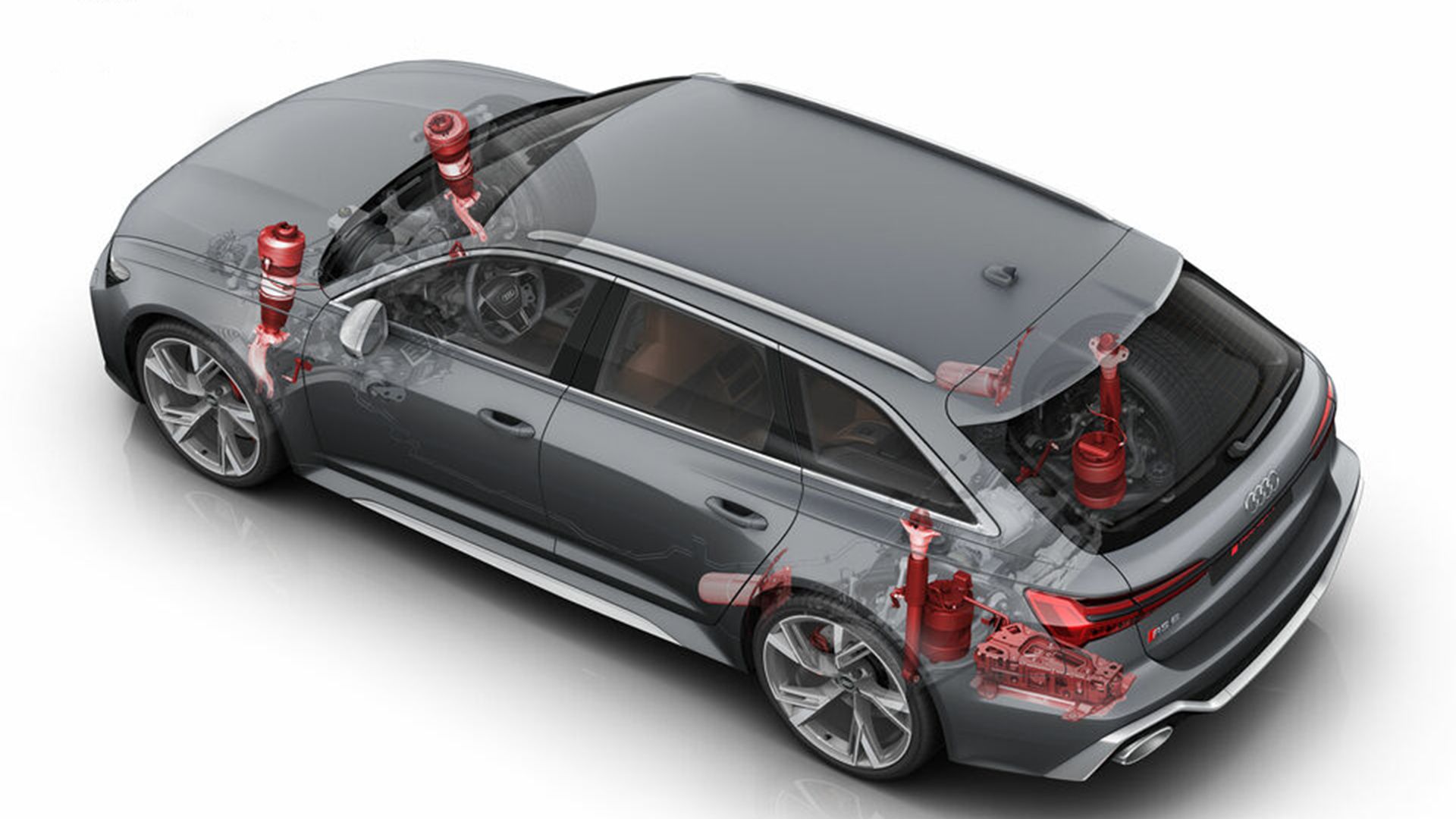 Vista traseira da suspensão Audi RS6 Avant
