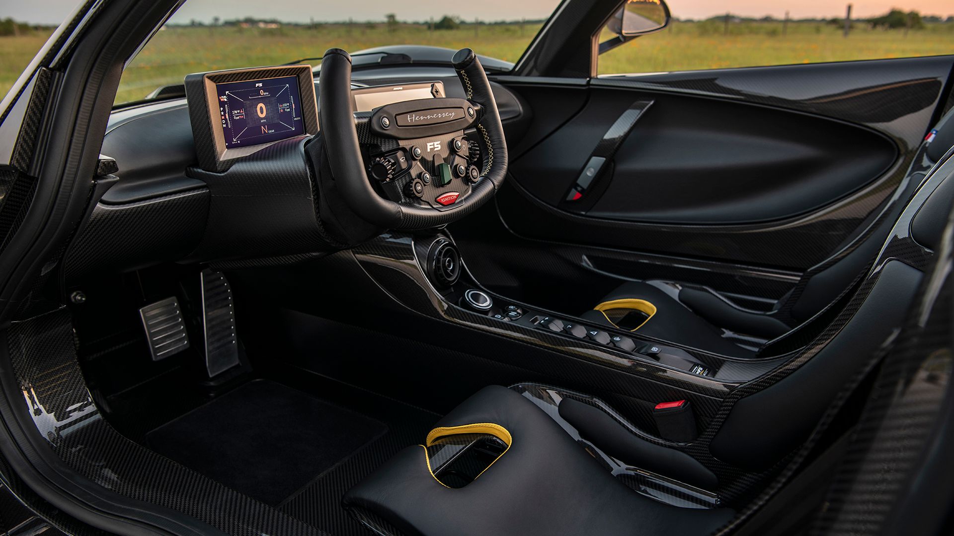 Interior of a 2024 Hennessey Venom F5 Revolution Roadster