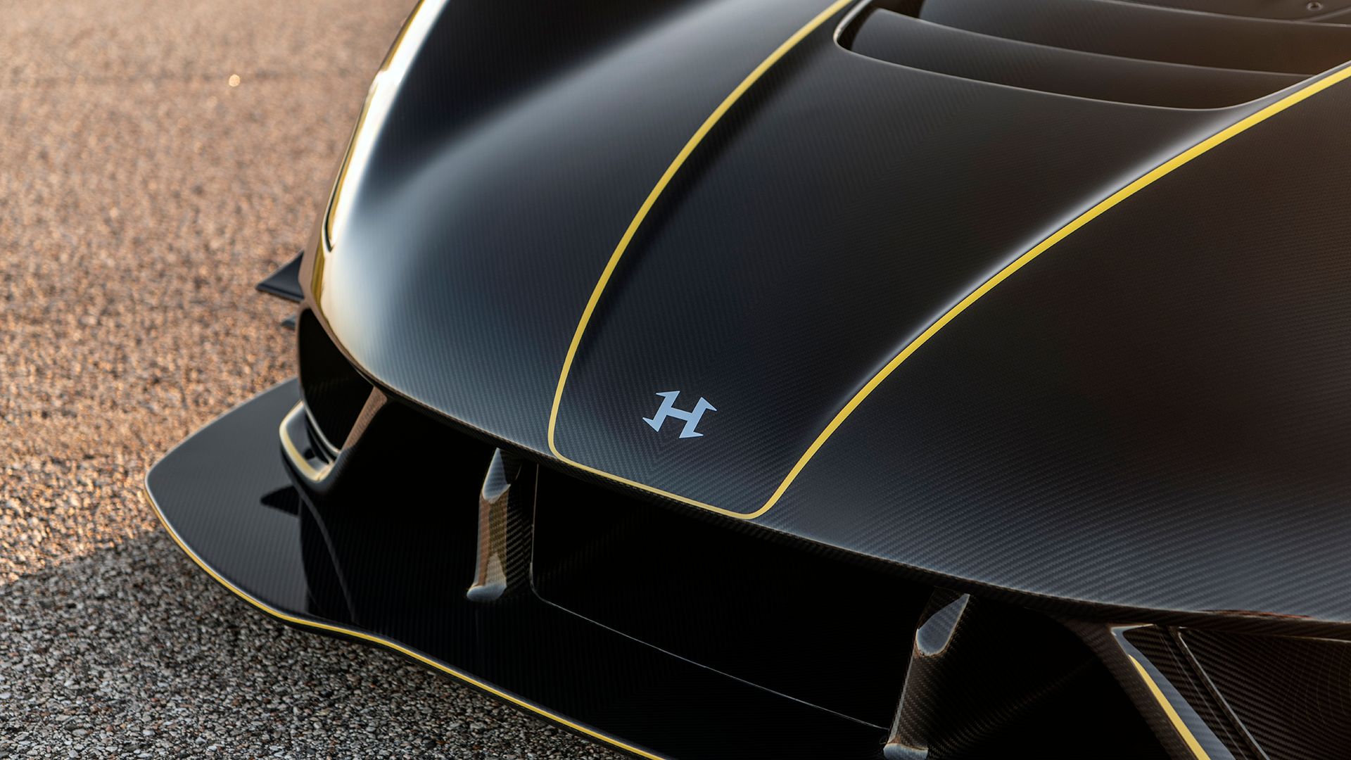 Carbon fiber hood of a 2024 Hennessey Venom F5 Revolution Roadster