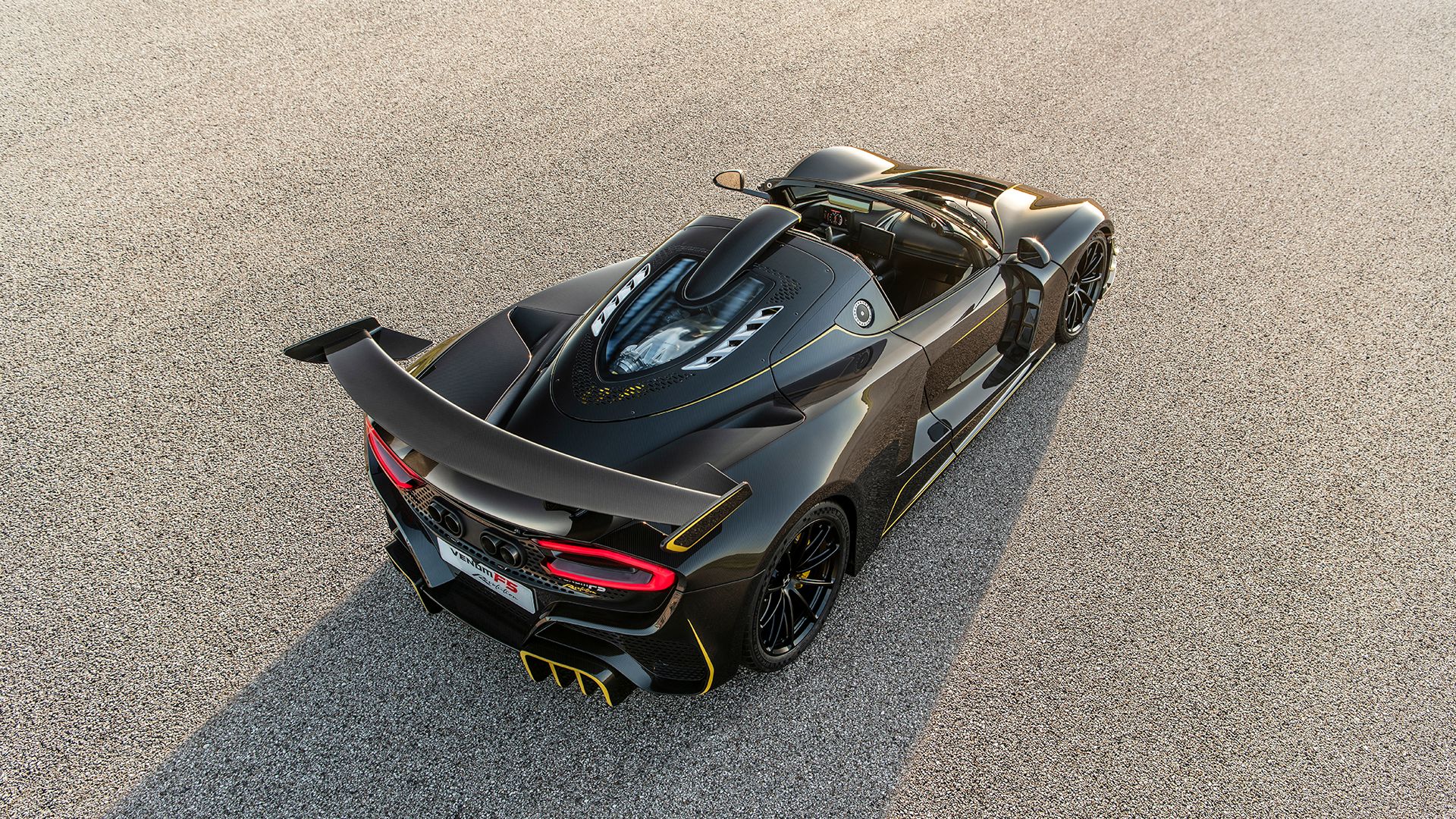 Rear top view of a 2024 Hennessey Venom F5 Revolution Roadster