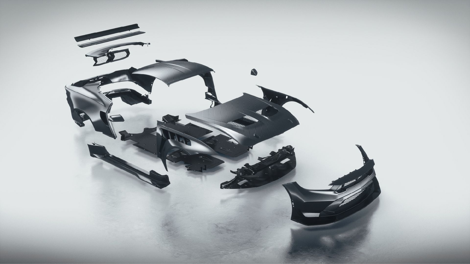 Painéis de fibra de carbono Mustang GTD 2025