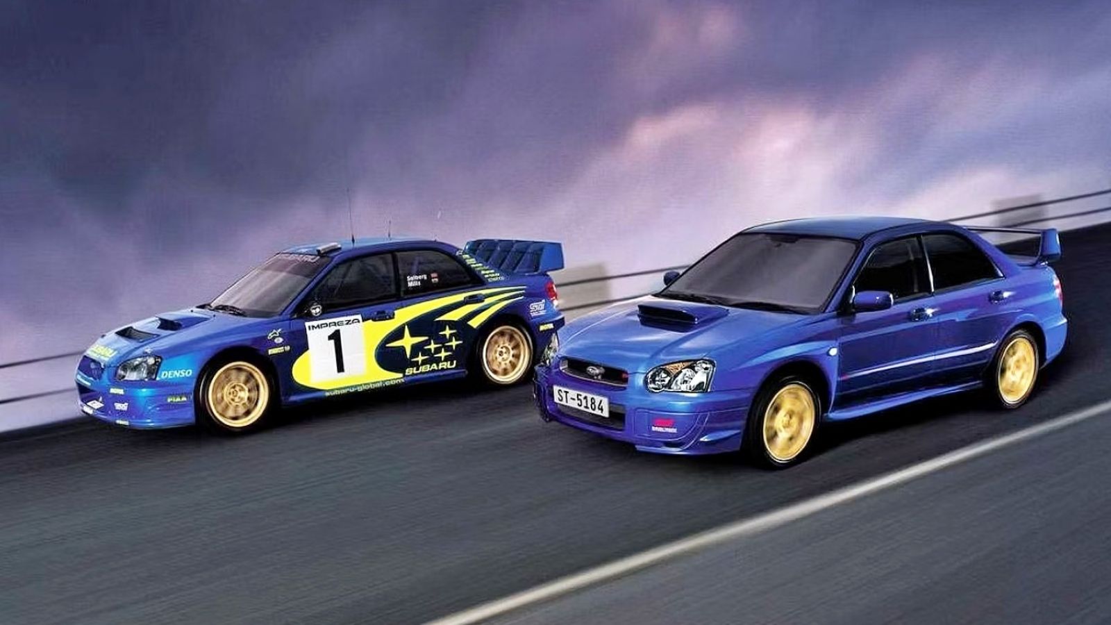 Blue 2004 Subaru Impreza WRX STi
