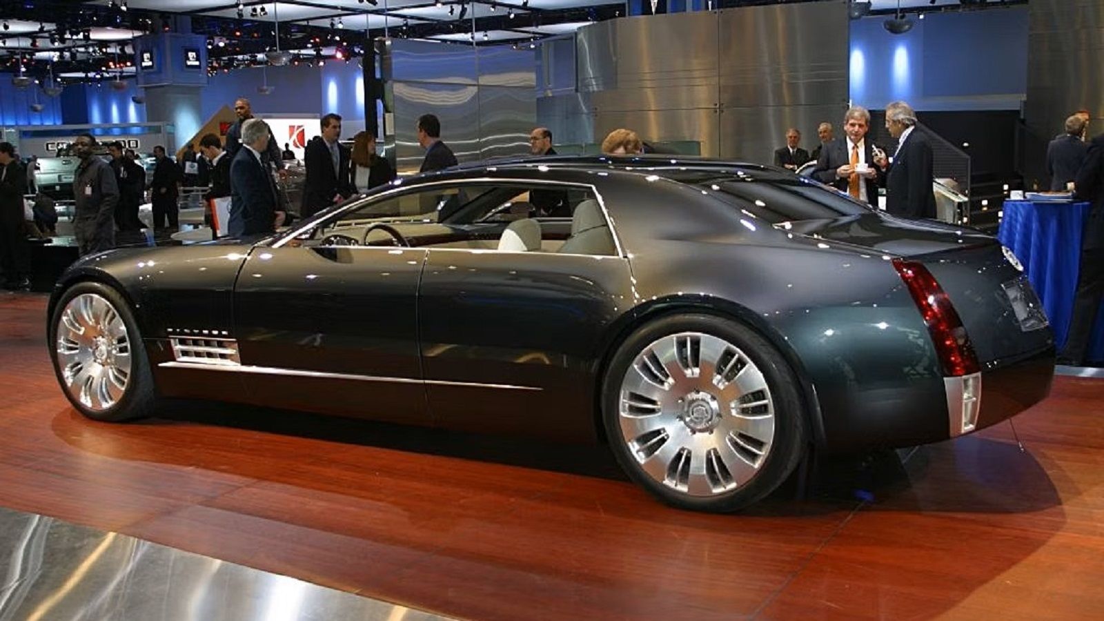 A parked 2003 Cadillac Sixteen on display