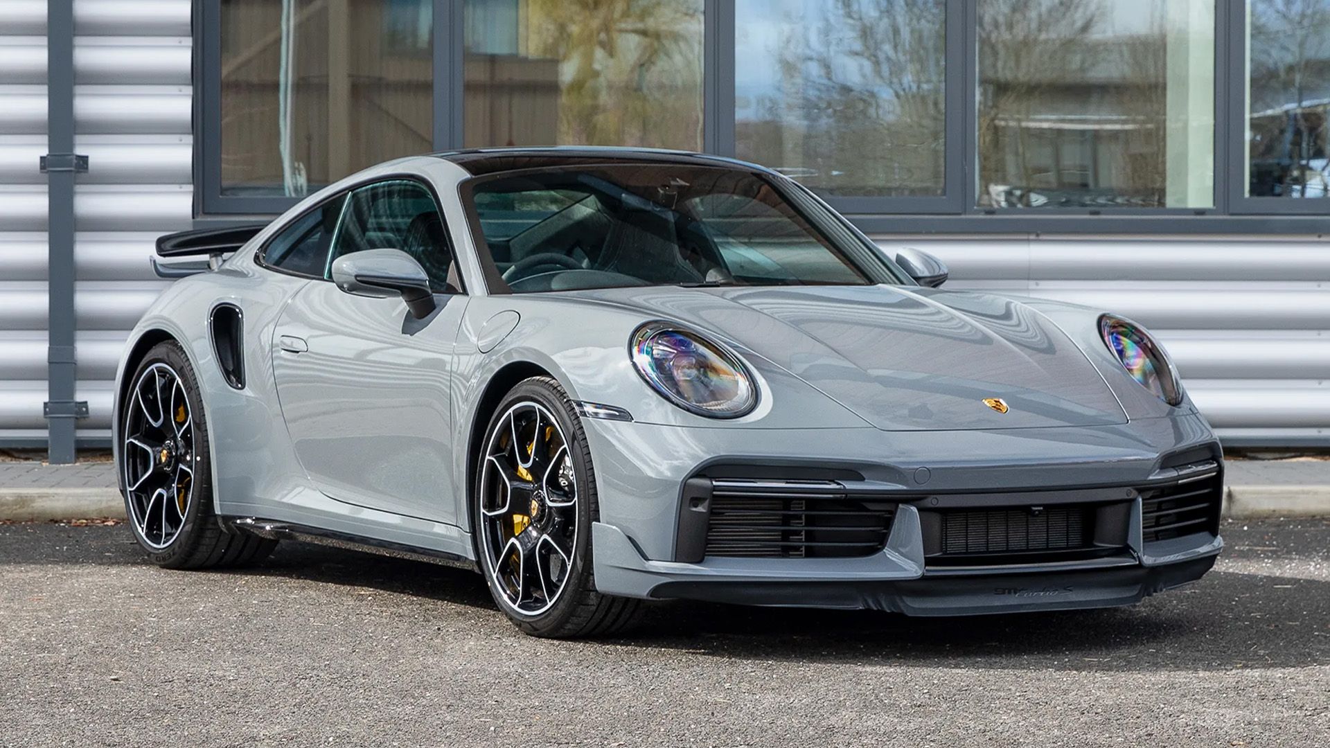 A grey 2023 Porsche 911 Turbo S