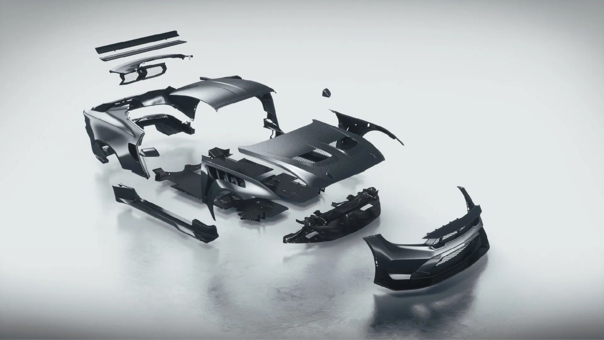 Painéis de fibra de carbono Mustang GTD 2025