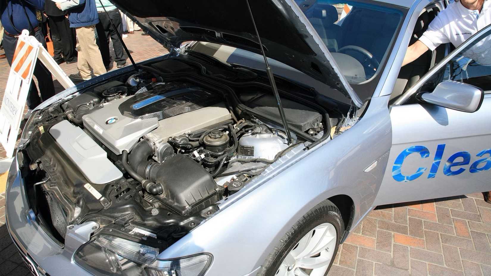 A parked Hydrogen 7 BMW Clean Energy on display