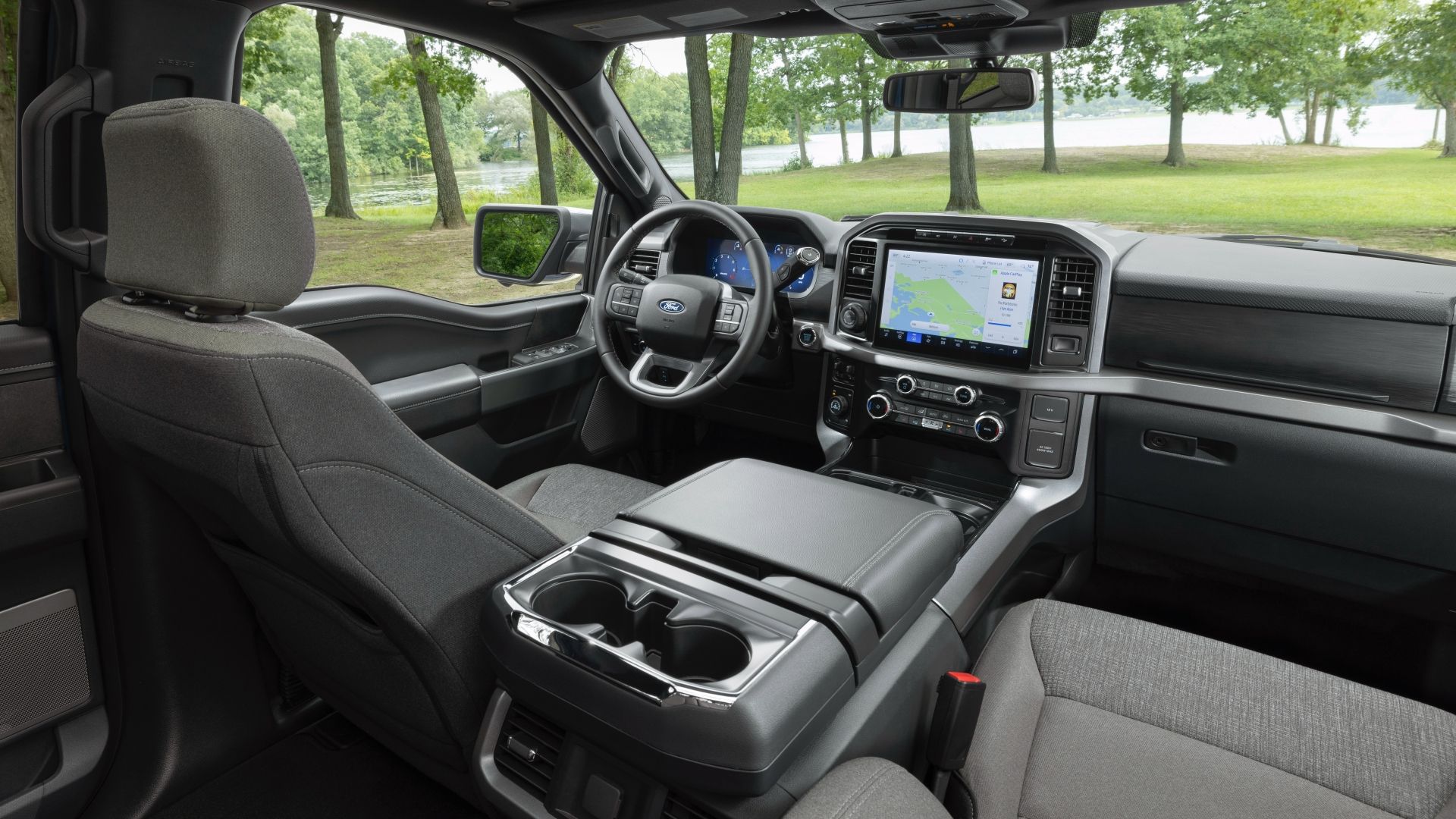 Gray Ford F-150's interior in XLT Trim