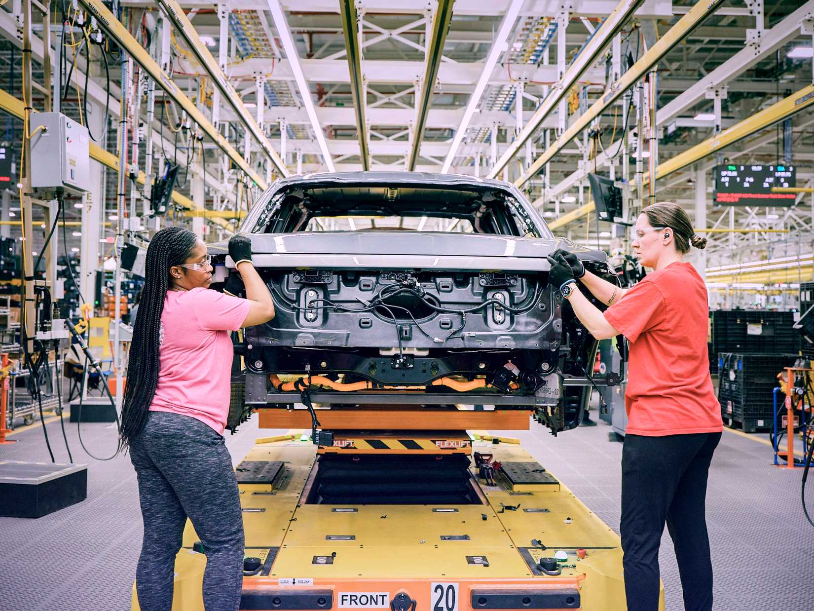 The assembly line at Rouge Electric Vehicle Center