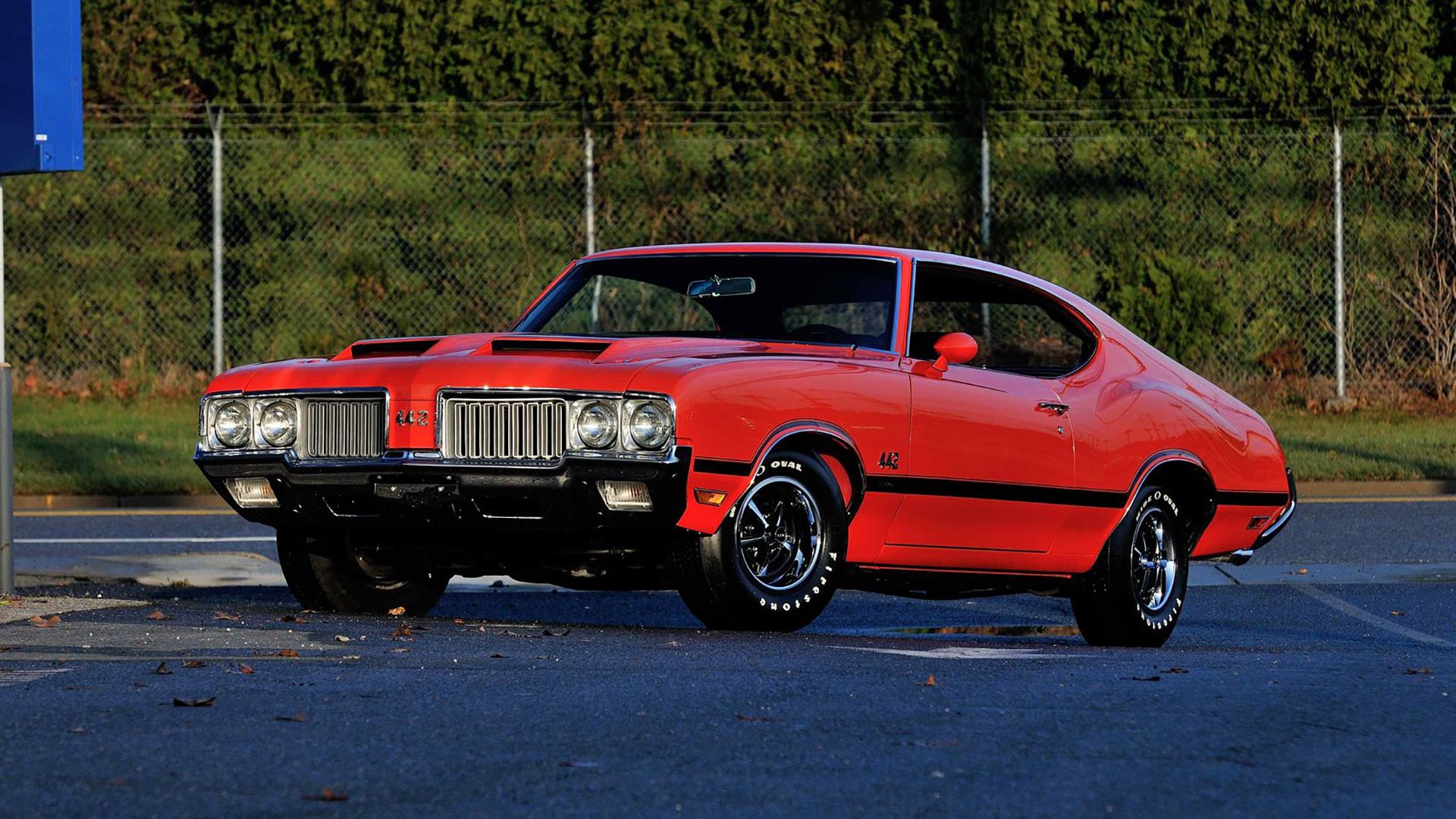 A red 1970 Oldsmobile 442