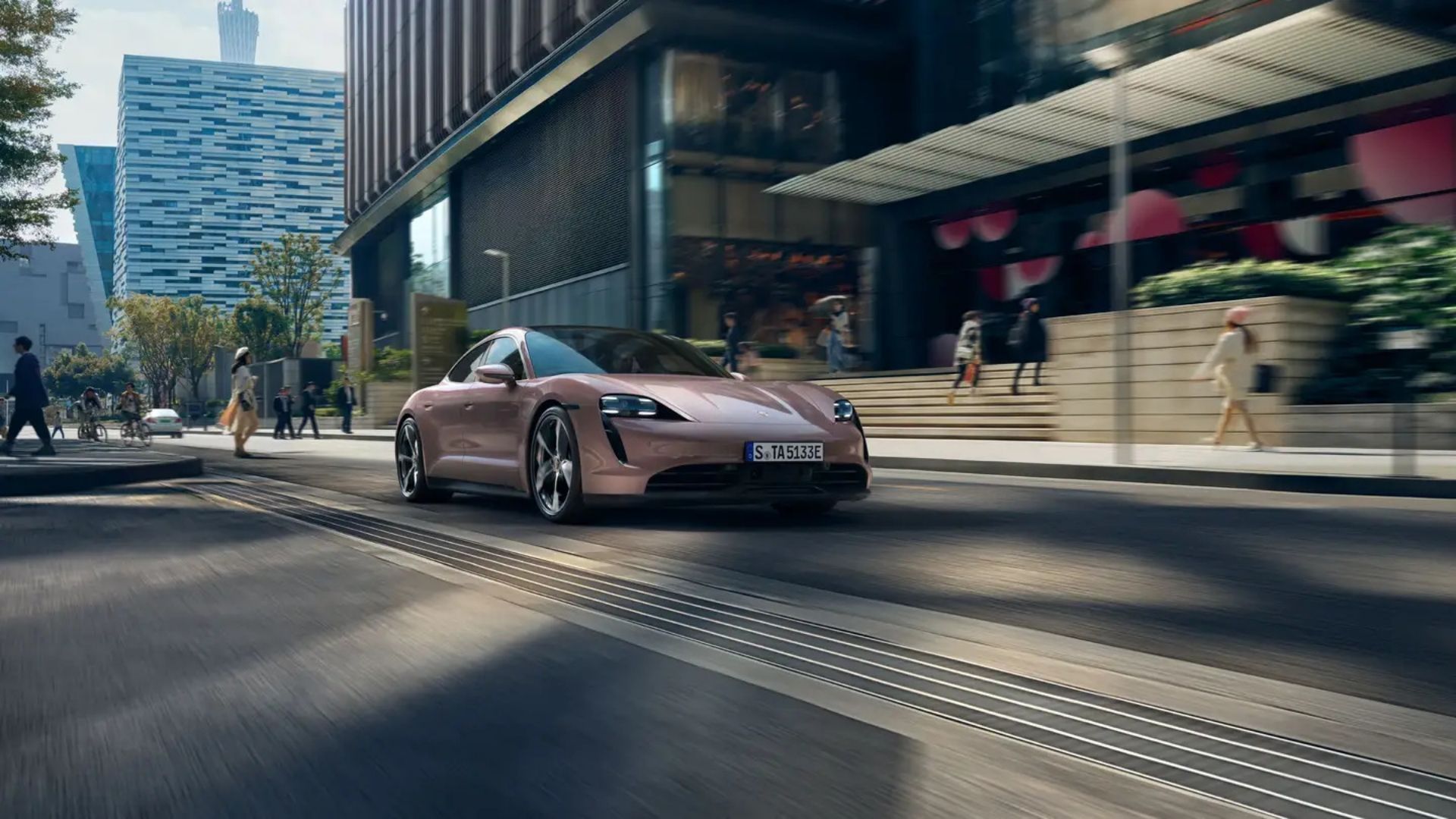 2024 Porsche Taycan on the road