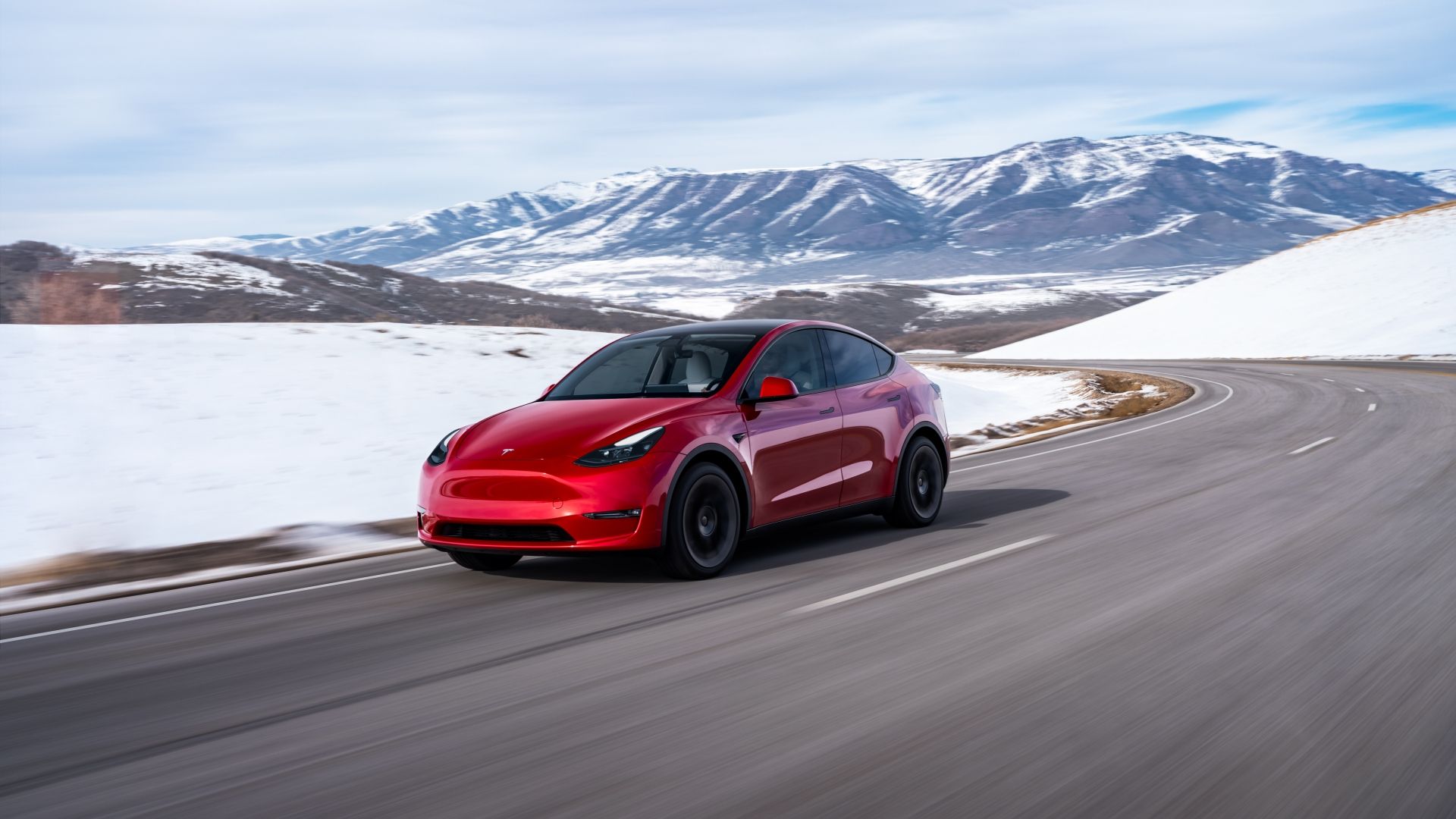 2024 Tesla Model Y in action on the road