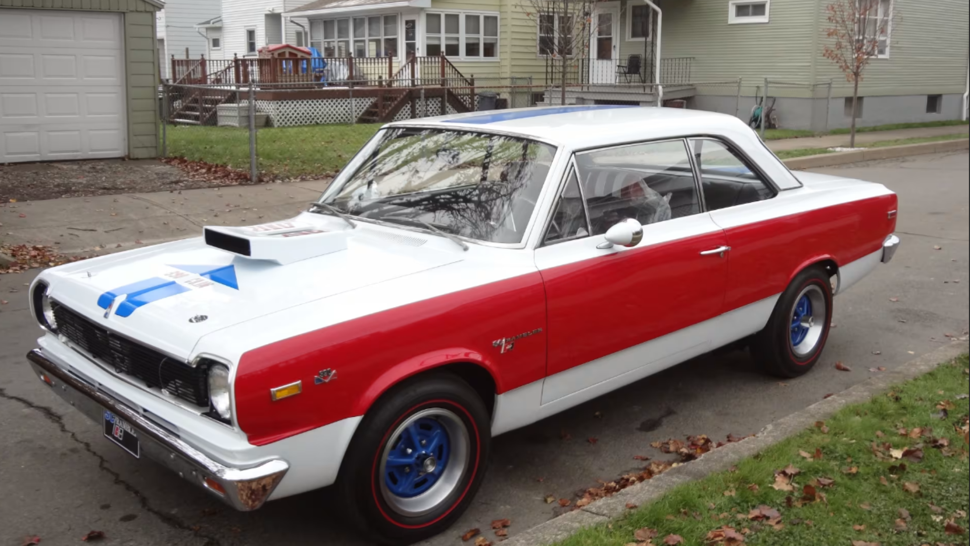 Vista frontal 3/4 do AMC Hurst SC/Rambler 1970