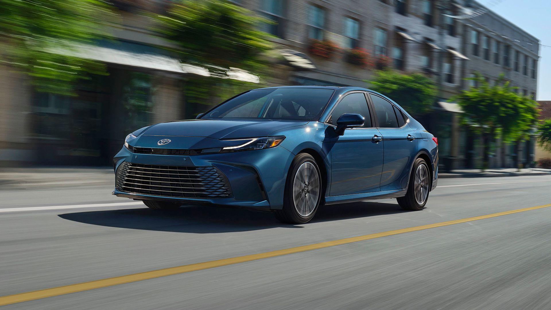 A dynamic shot of the 2025 Toyota Camry XLE