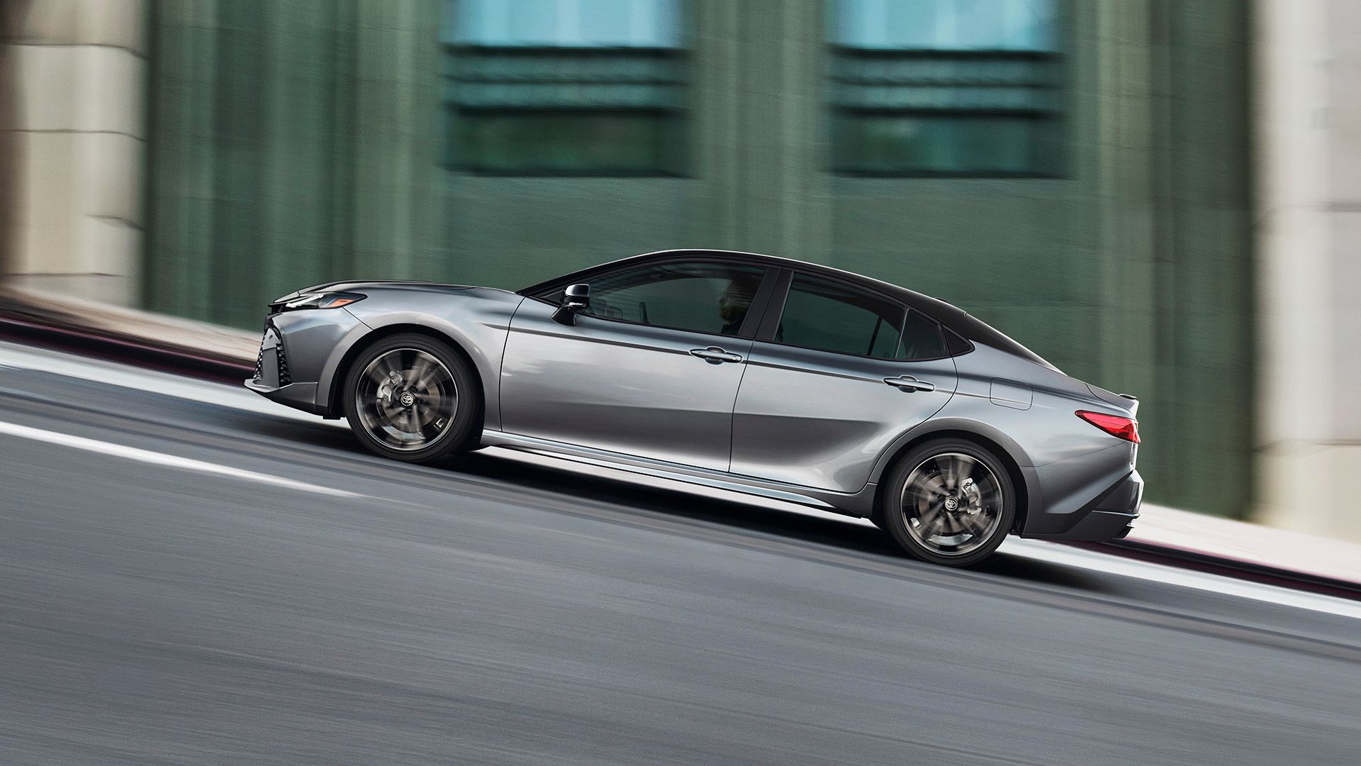 A dynamic side shot of the 2025 Toyota Camry XSE