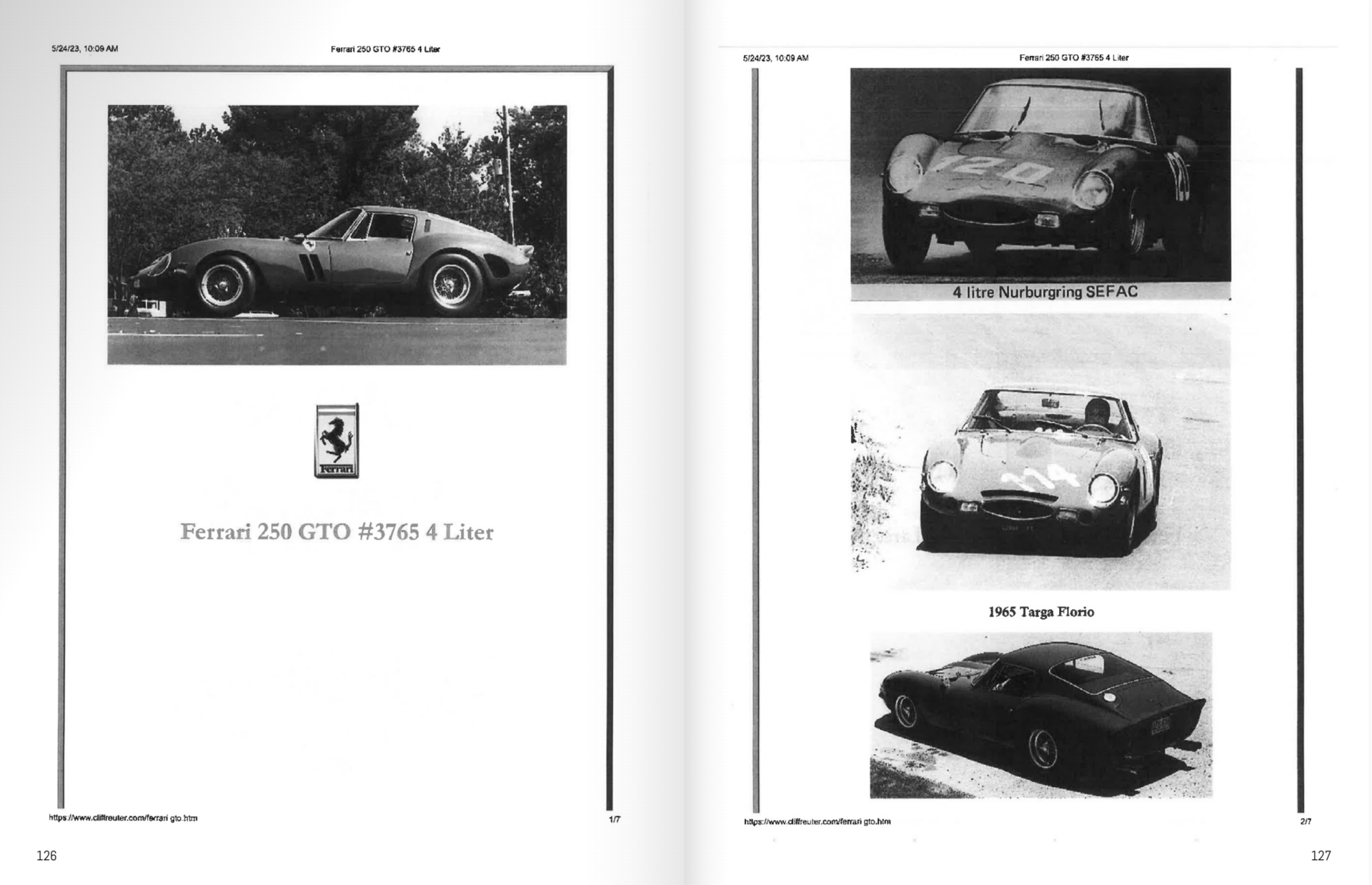 1962 Ferrari 330LM - 250GTO Chassis 3765 Catalogue Screenshot