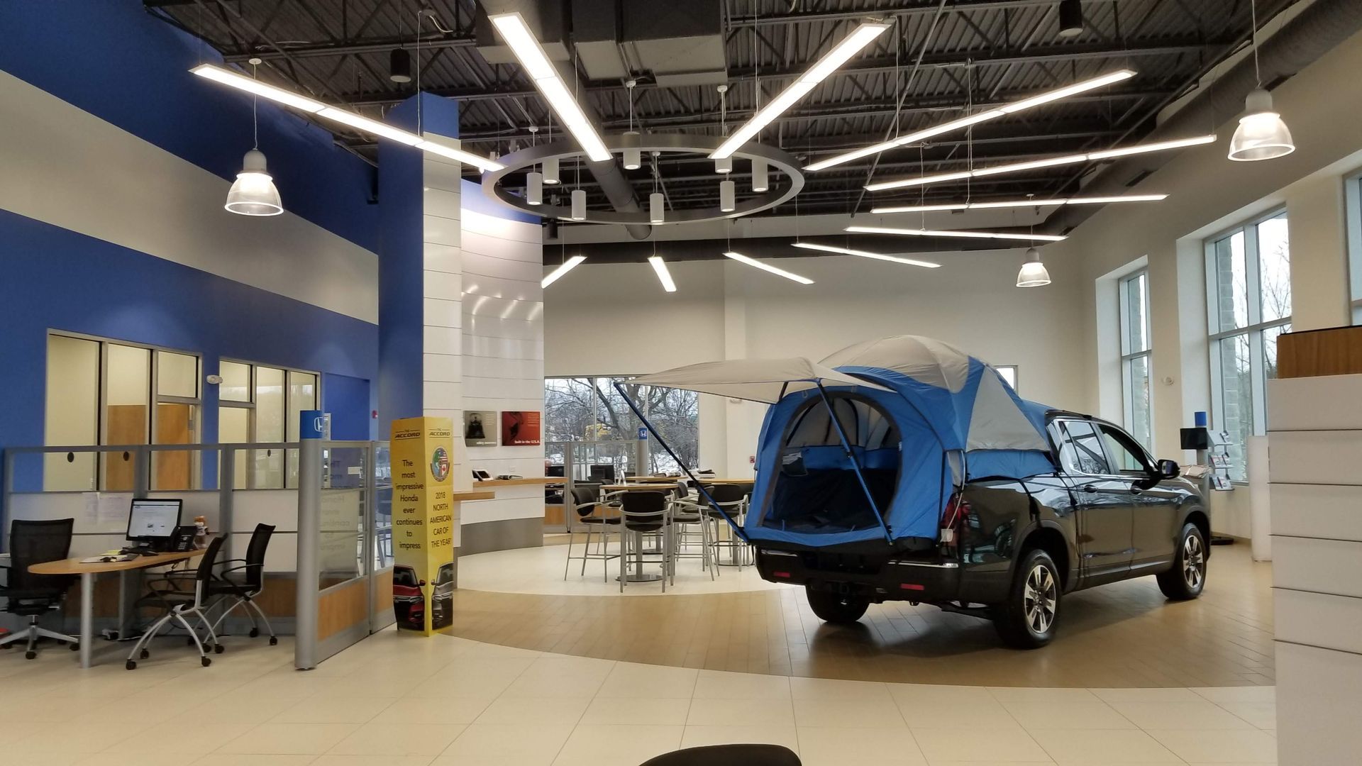 2019 Honda Ridgeline with tent at dealership