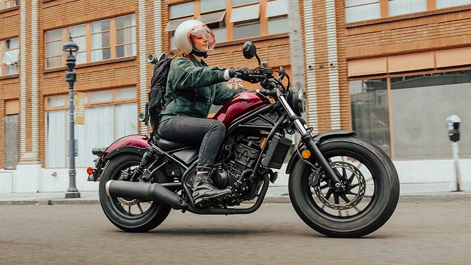 Woman sails on Honda Rebel 300