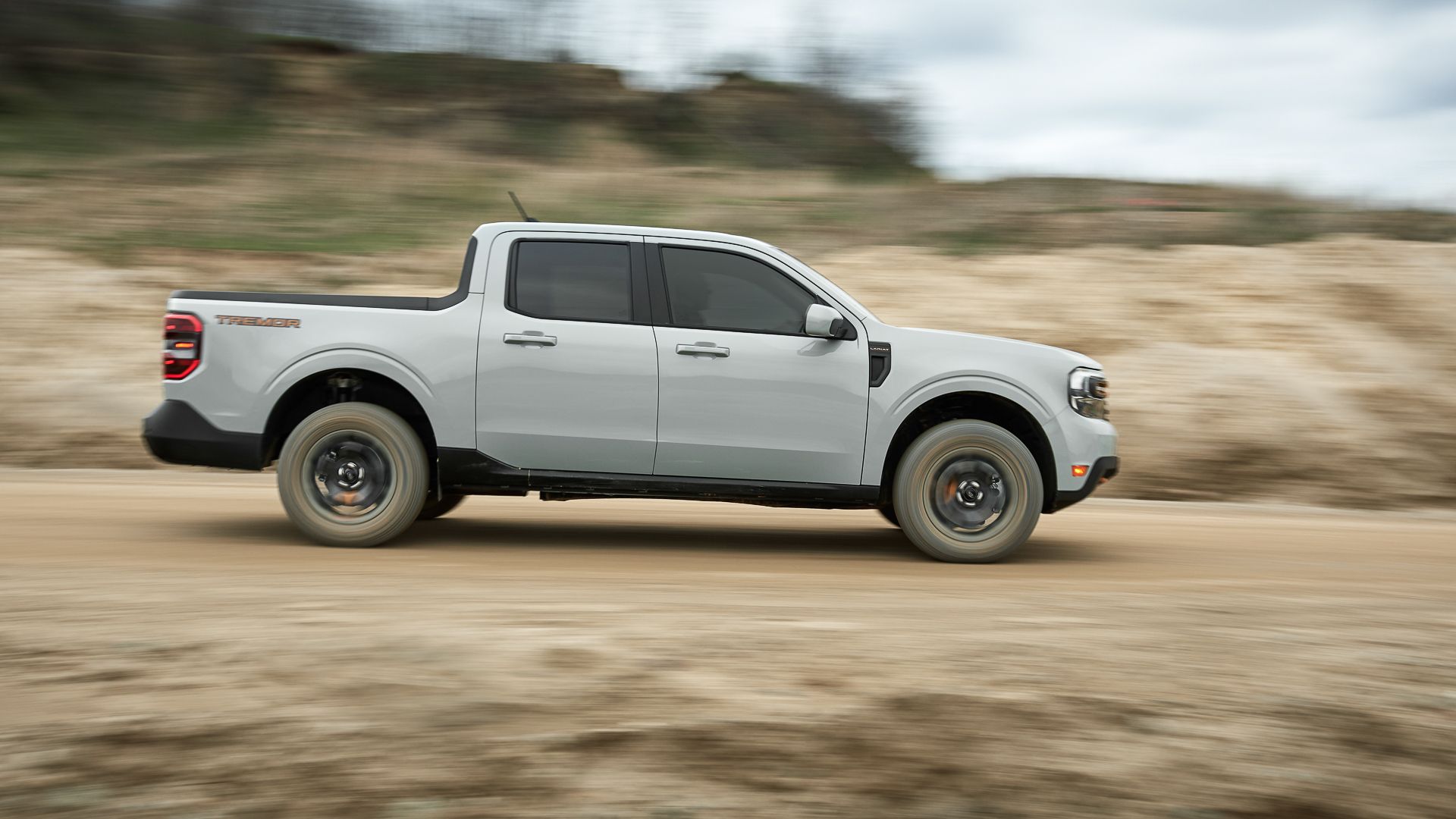 2024 Ford Maverick in gray Posing on desert road
