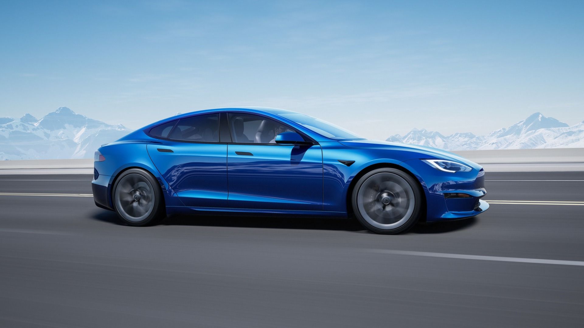 Blue Tesla Model S Plaid 