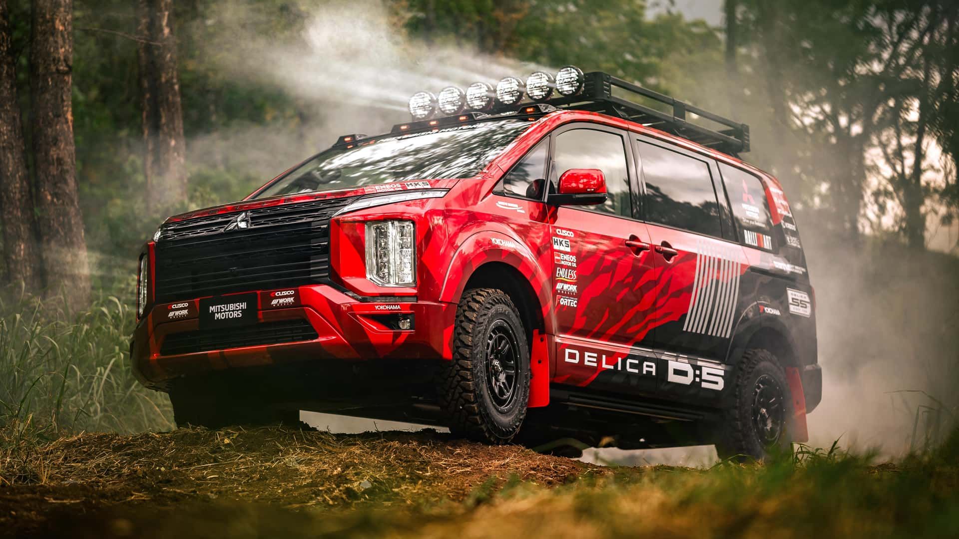 Red Mitsubishi Delica D:5 Ralliart