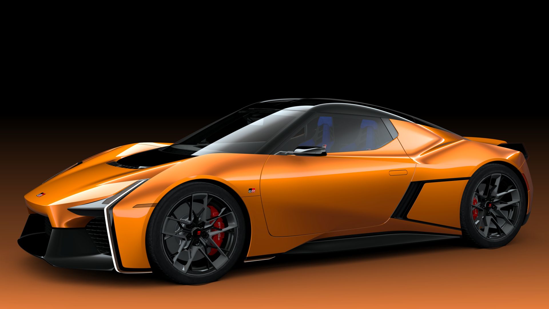 Sleek, streamlined orange car with smooth curves png download