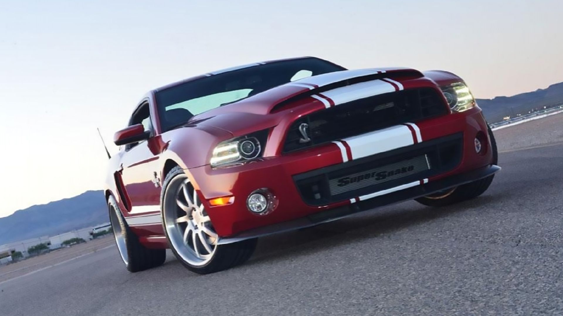 A Red 2013 Ford Mustang Shelby GT500 Super Snake