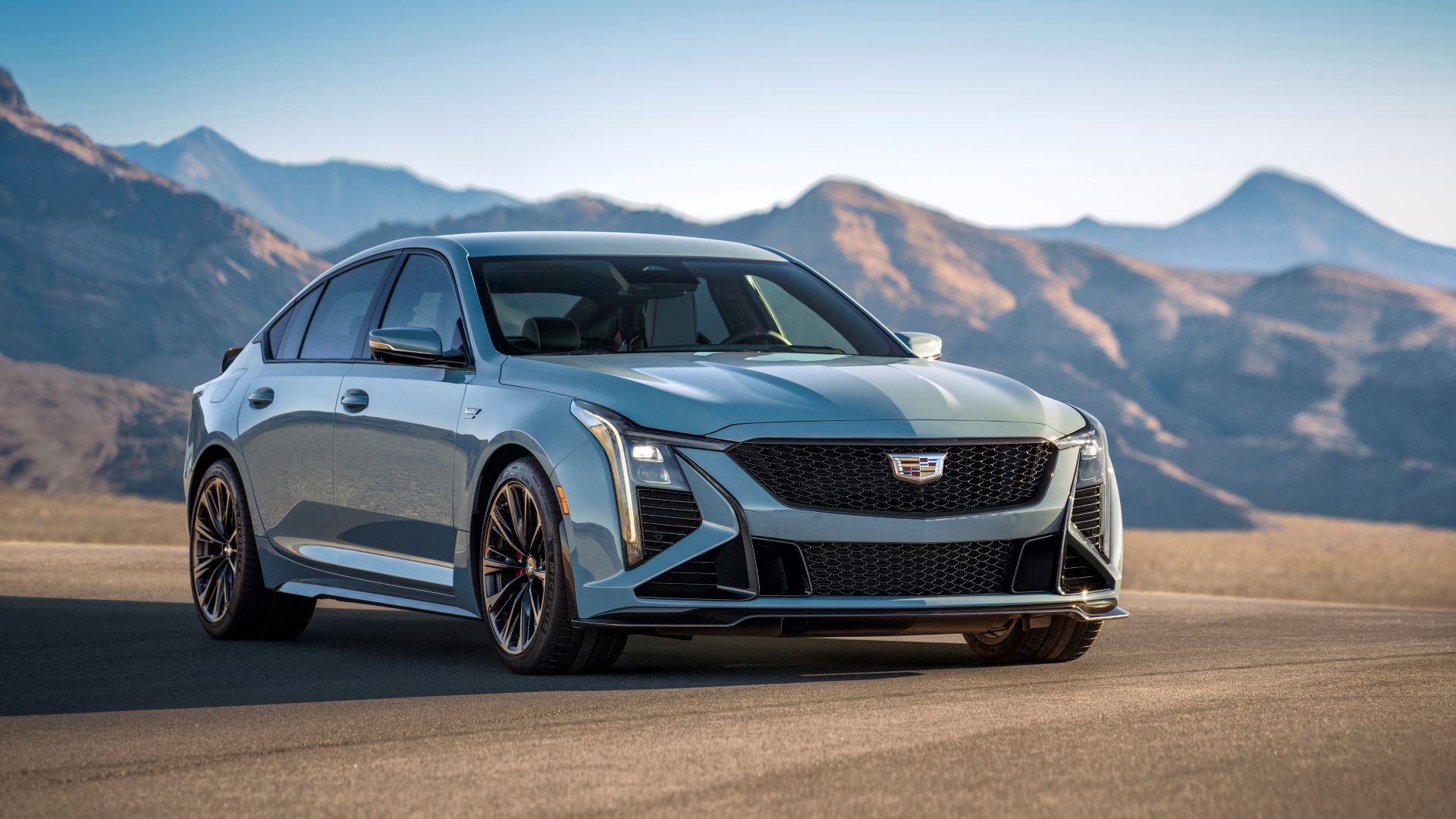 Front 3/4 shot of the new 2025 Cadillac CT5-V Blackwing