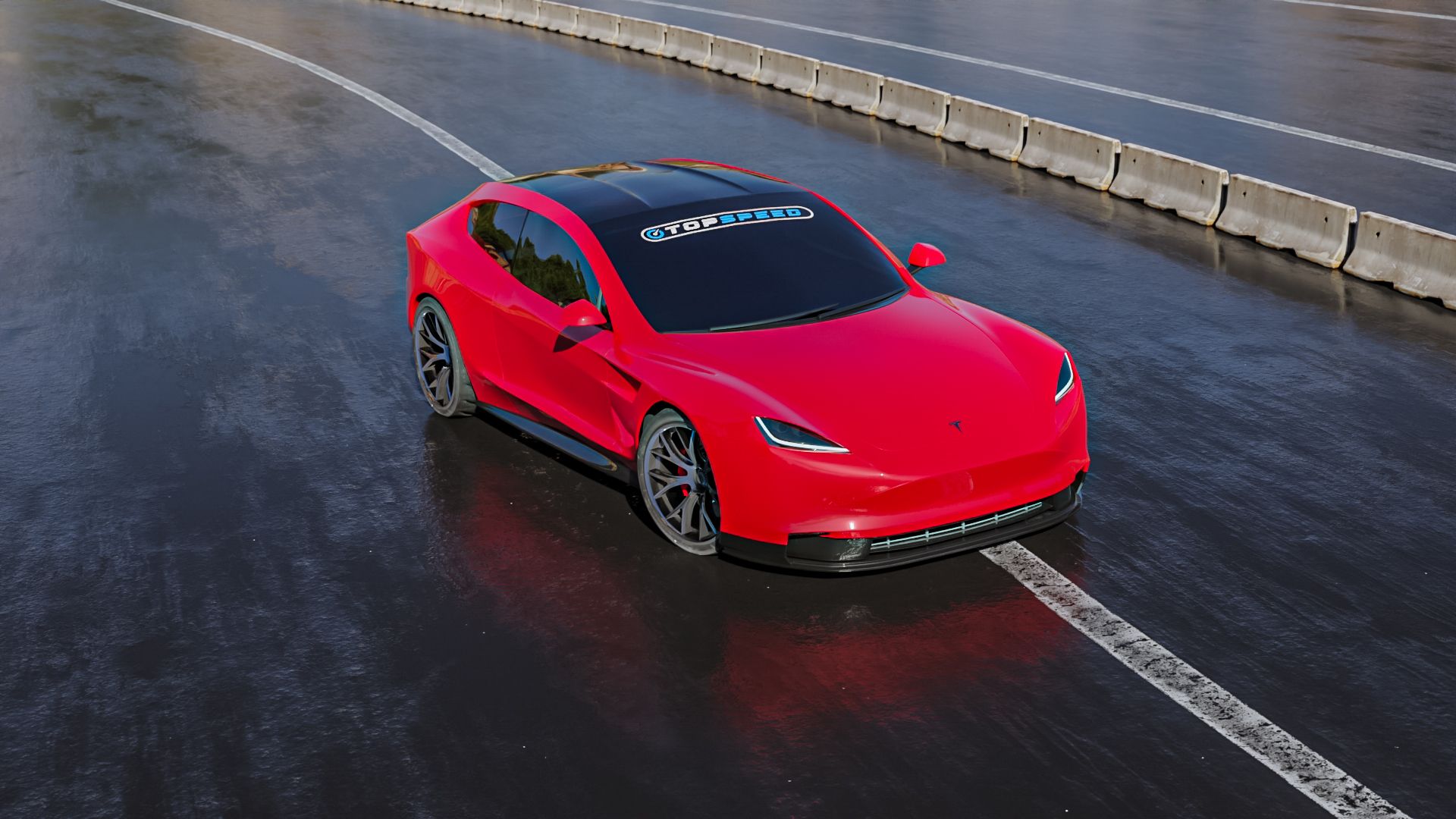 Red Tesla Model 2 Rendering